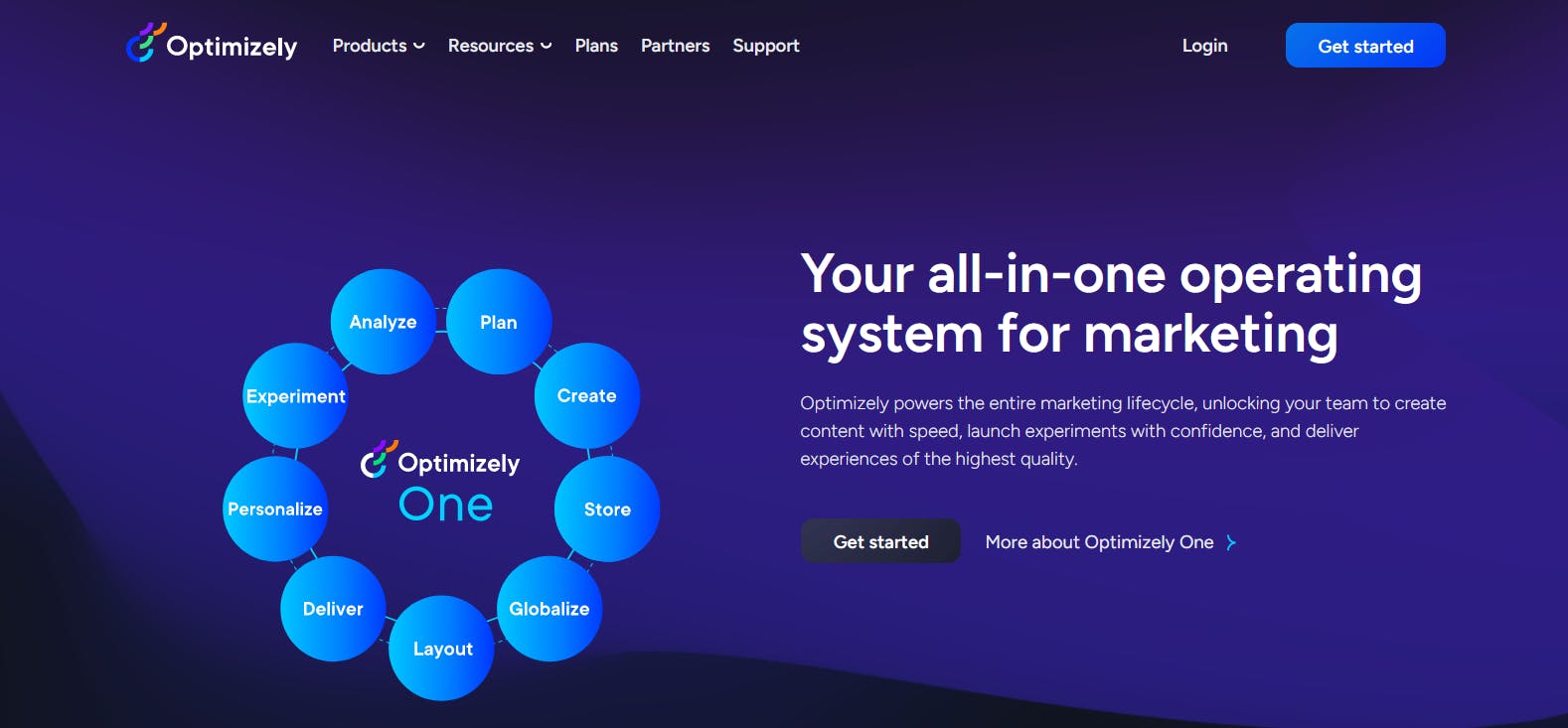 An image of Optimizely landing page.
