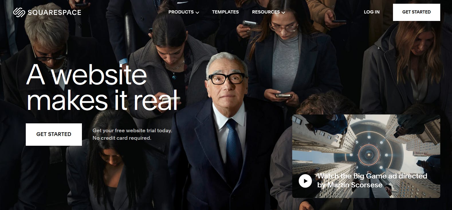 An image of Squarespace landing page.