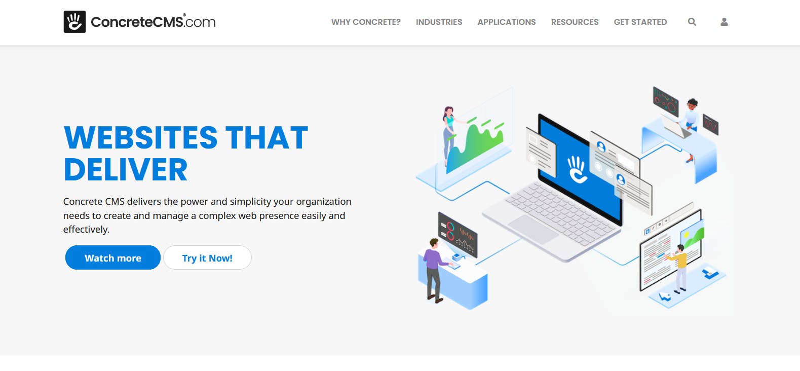An image of Concrete CMS landing page.