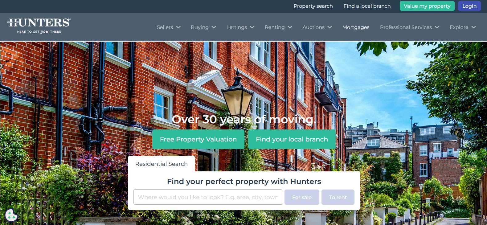 An image of Hunters Estate landing page.