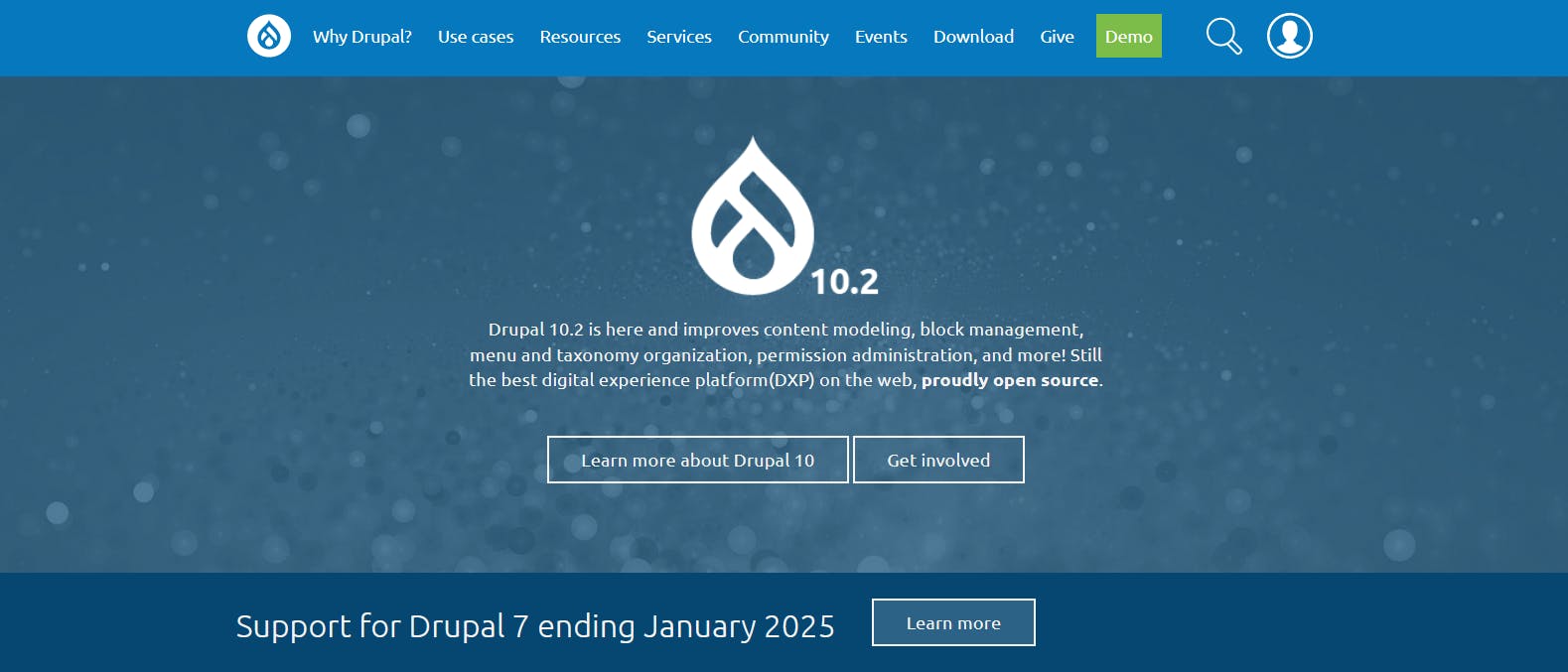 An image of Drupal CMS landing page.