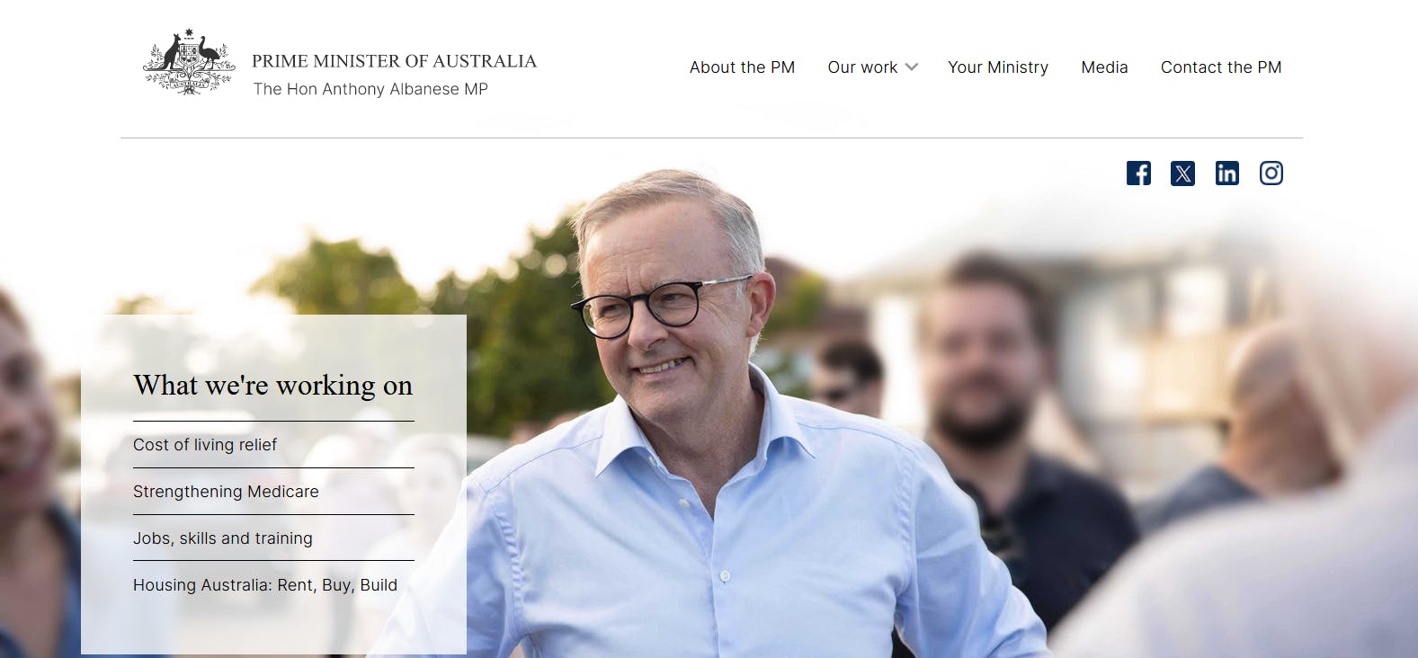 An image of the Australian Government landing page.