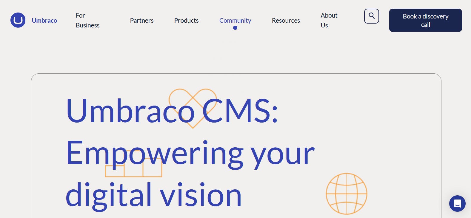 An image of Umbarco CMS landing page.