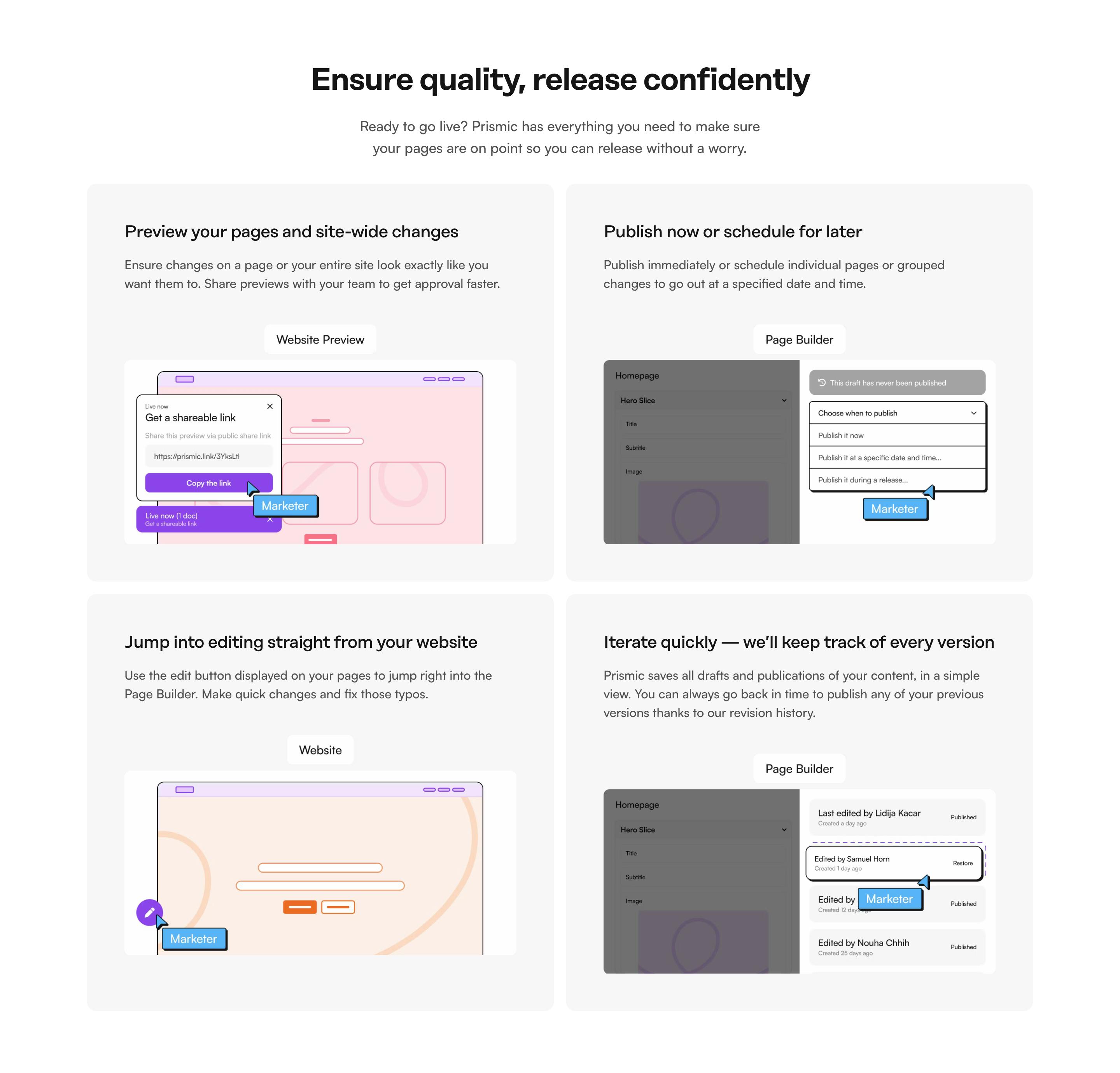 An image of the features small image slice variation in Prismic Page Builder.