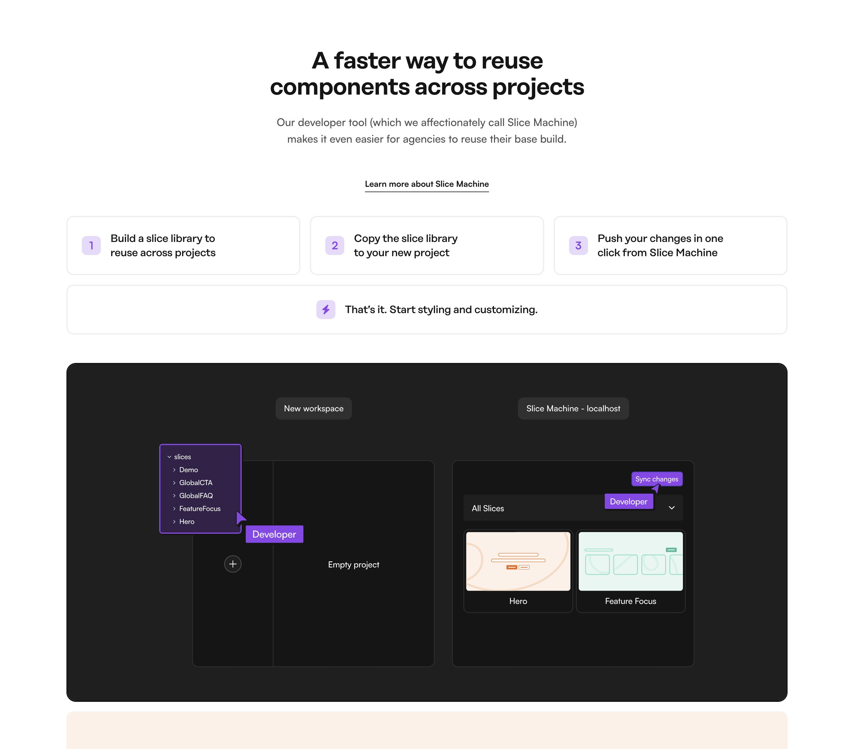 An image of the benefits default slice variation in Prismic Page Builder.