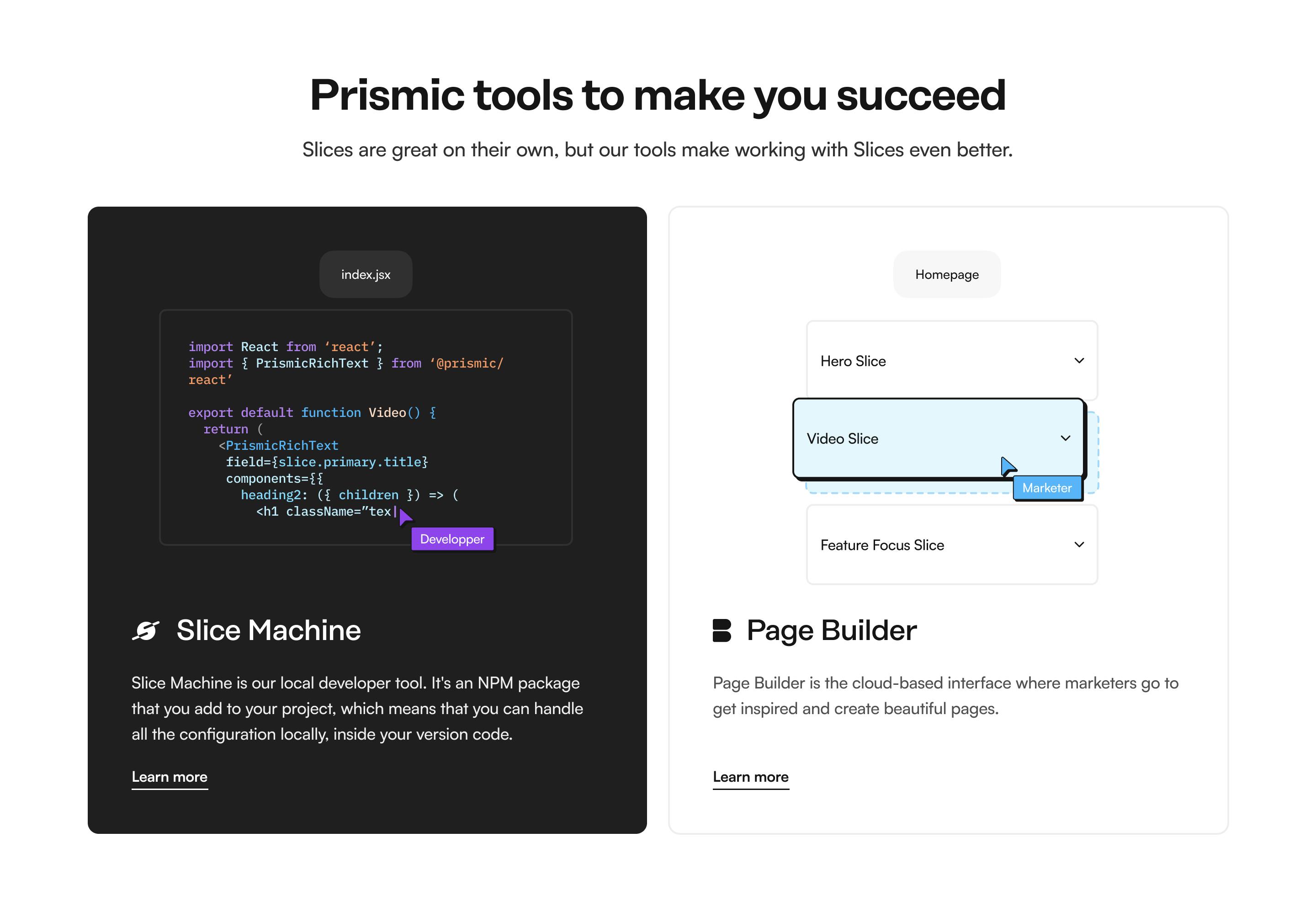 An image of the benefits animation card slice variation in Prismic Page Builder.
