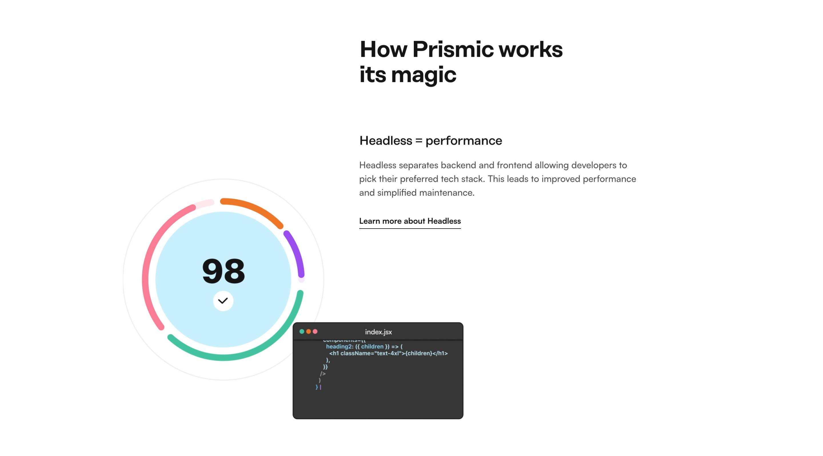 An image of the benefits animation text left slice variation in Prismic Page Builder.