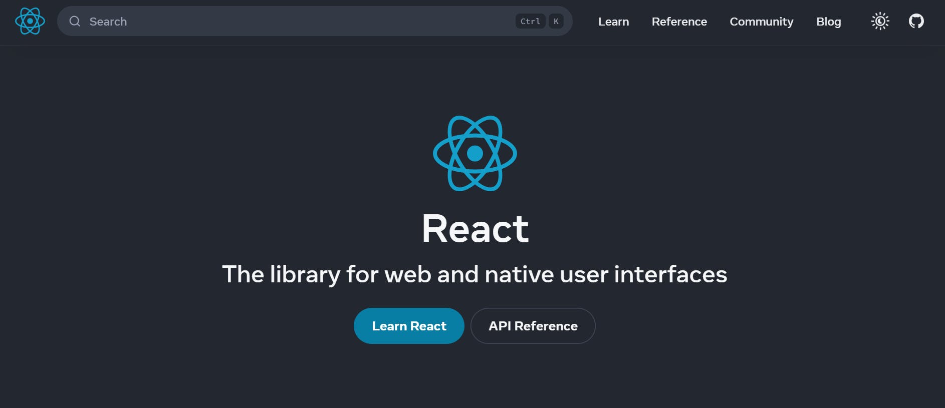 A image of React website.