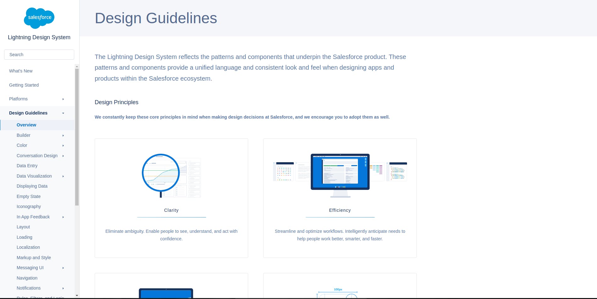 An image of Salesforce style guide design system