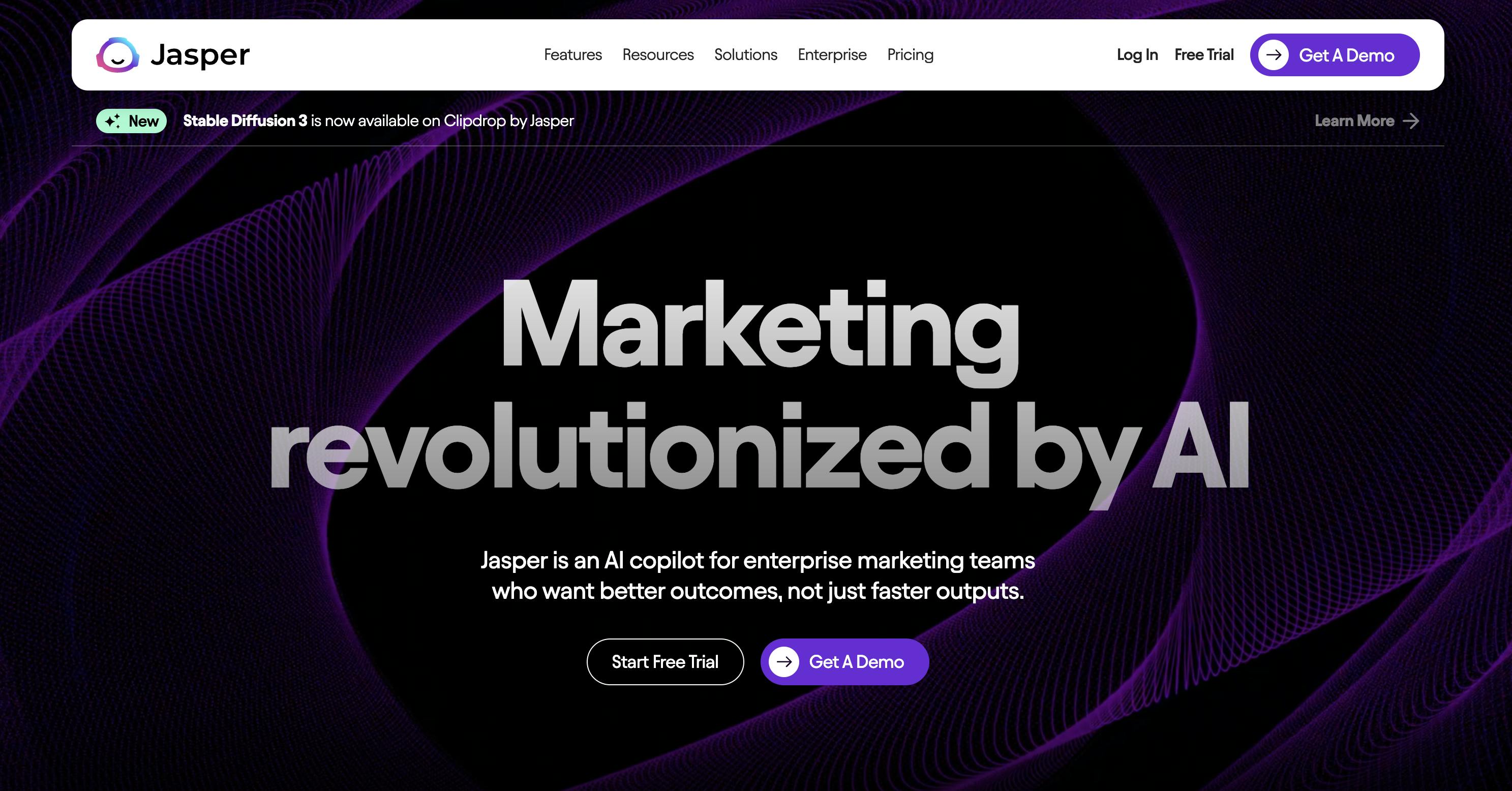 An image of Jasper.ai website.