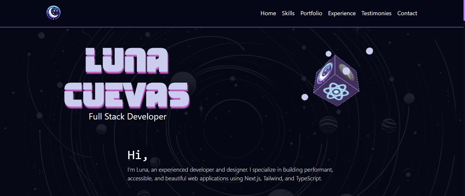 An image of Luna Cuevas website.