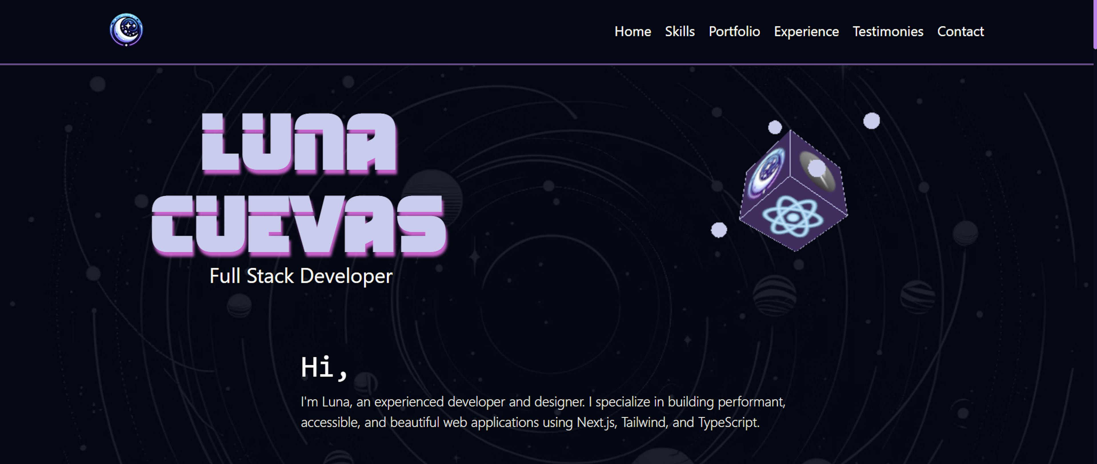 An image of Luna Cuevas website.