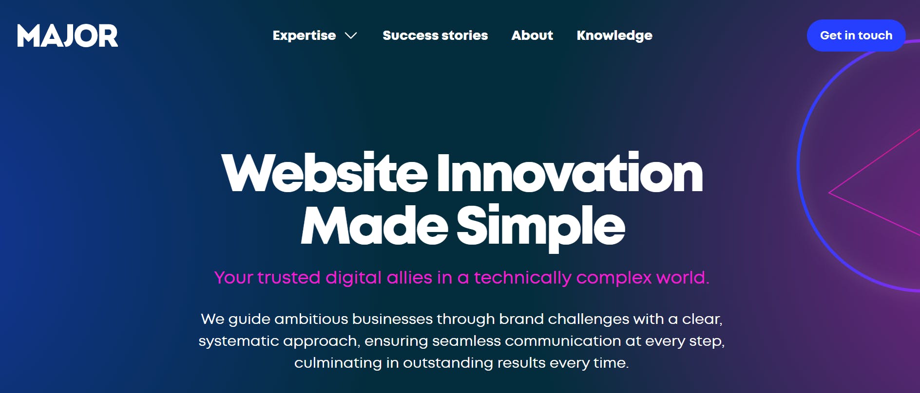 An image of Major Digital website.