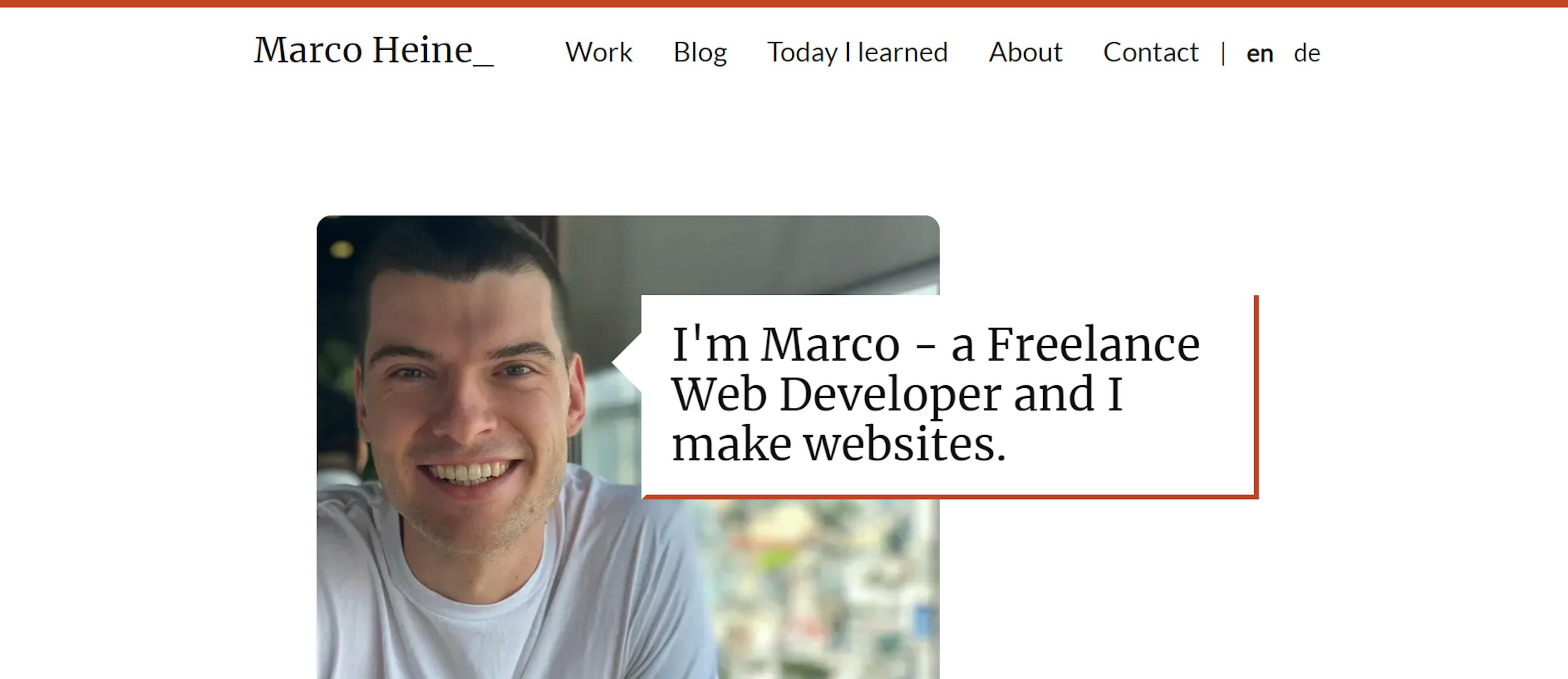 An image of Marco Heine website.