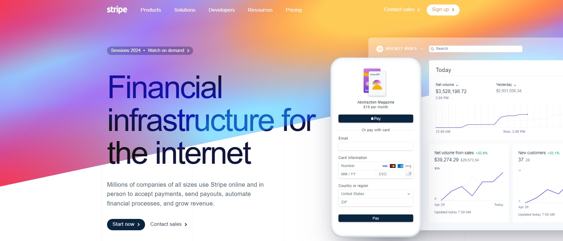 An image of Stripe site after redesign.