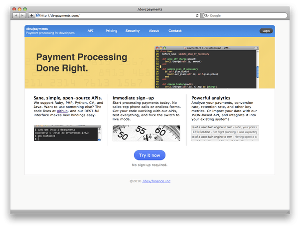An image of Stripe site before redesign.
