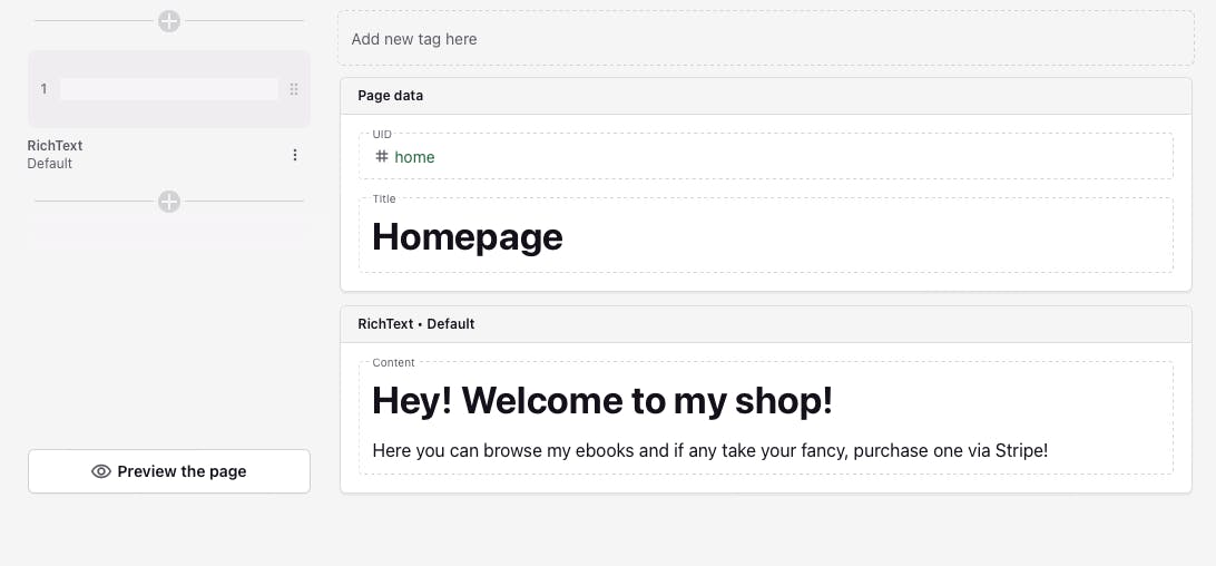 An image of content in Prismic.