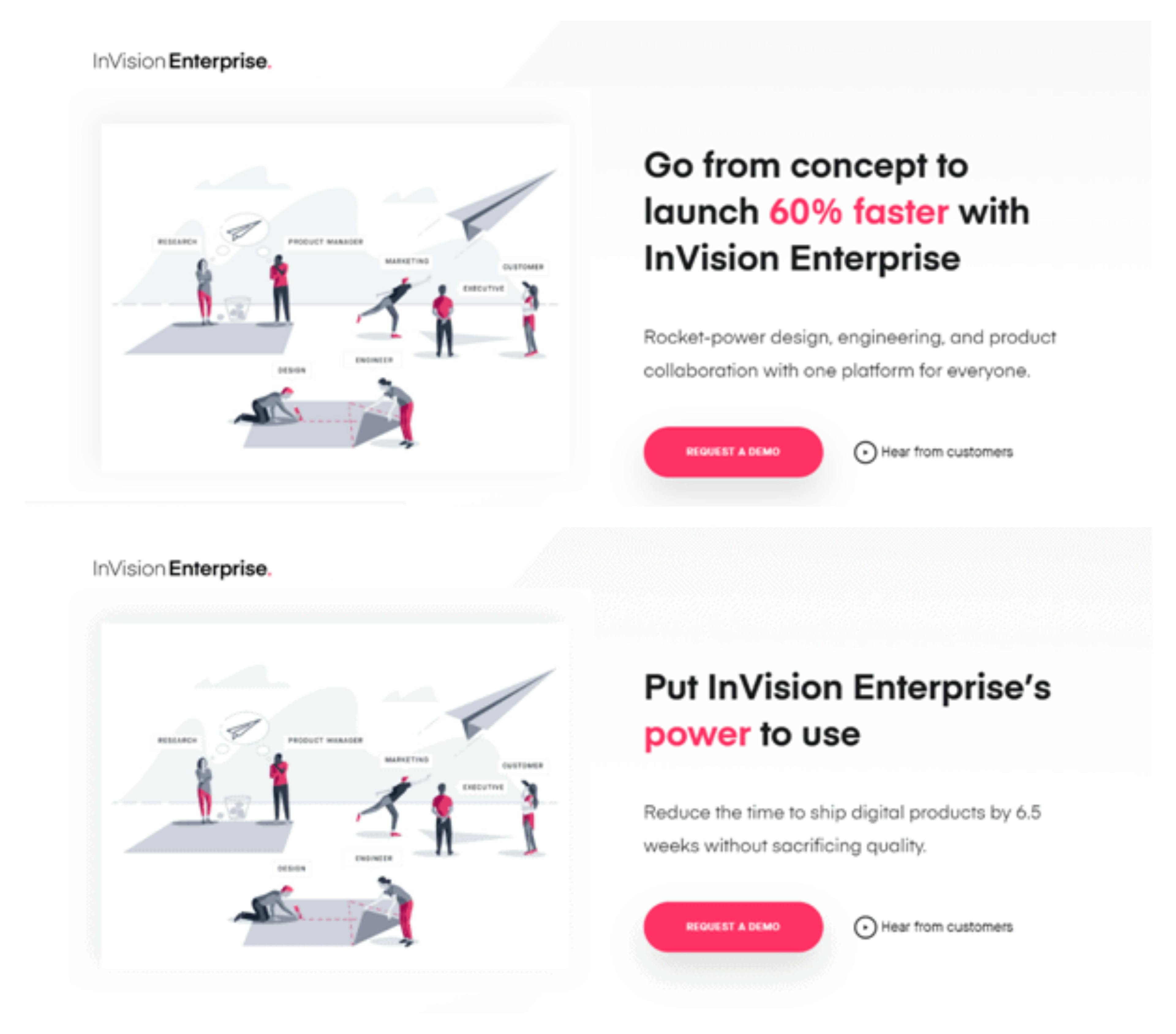 An image of Invision's USP landing page