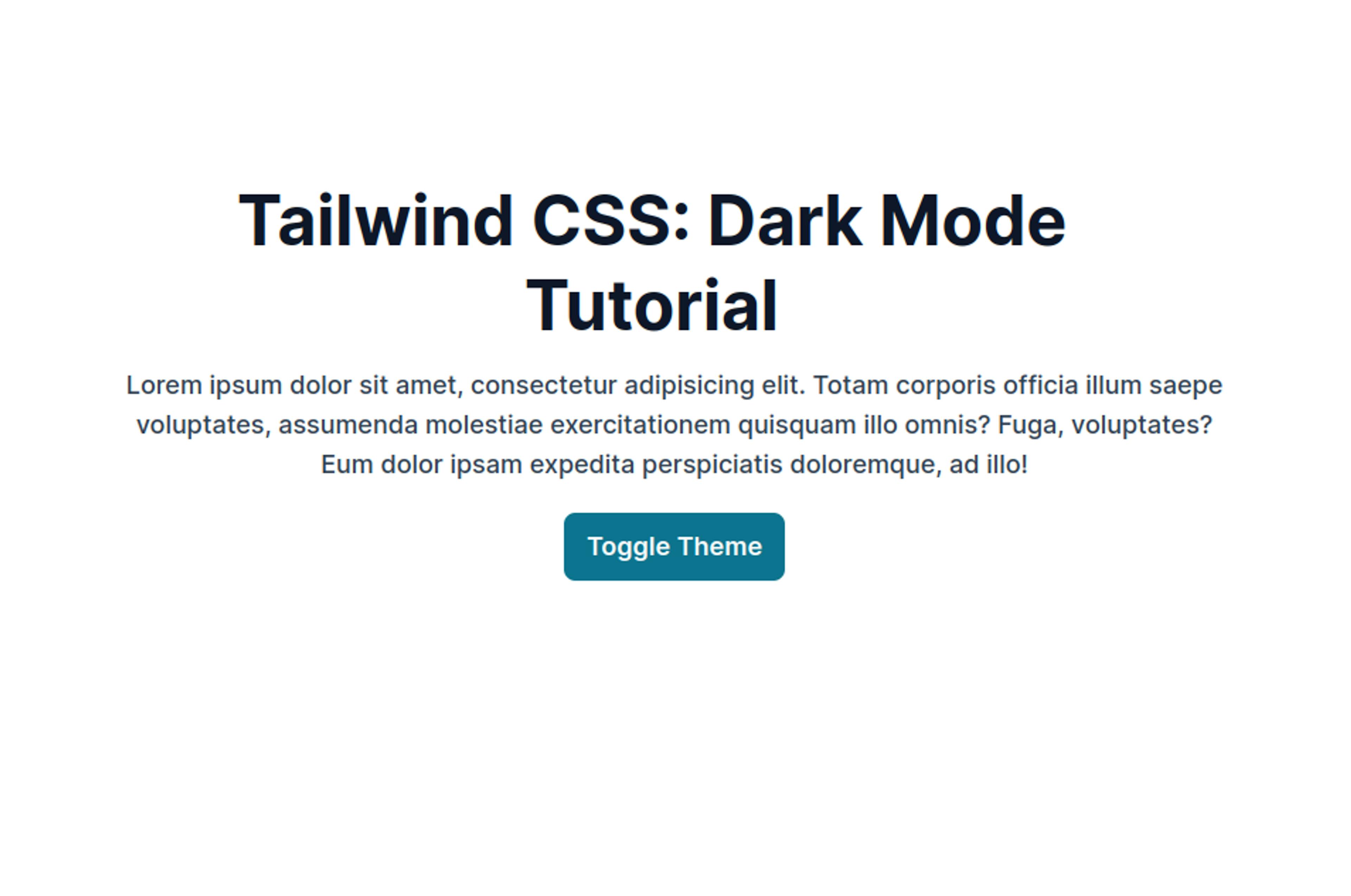 An image of Tailwind CSS frontend after running initialization command.