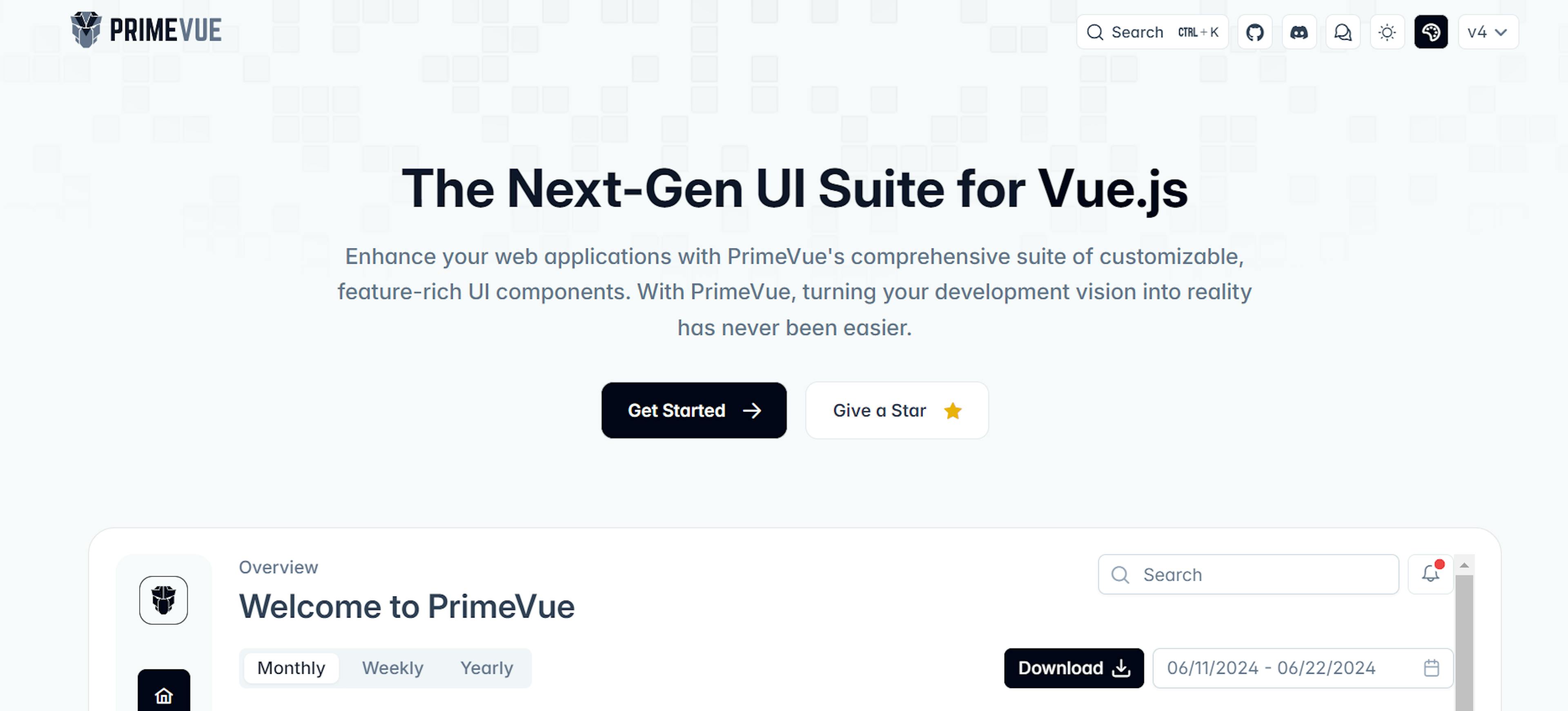 An image of the PrimeVue website.