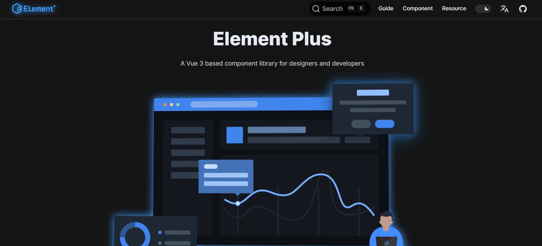 An image of the Element Plus website.