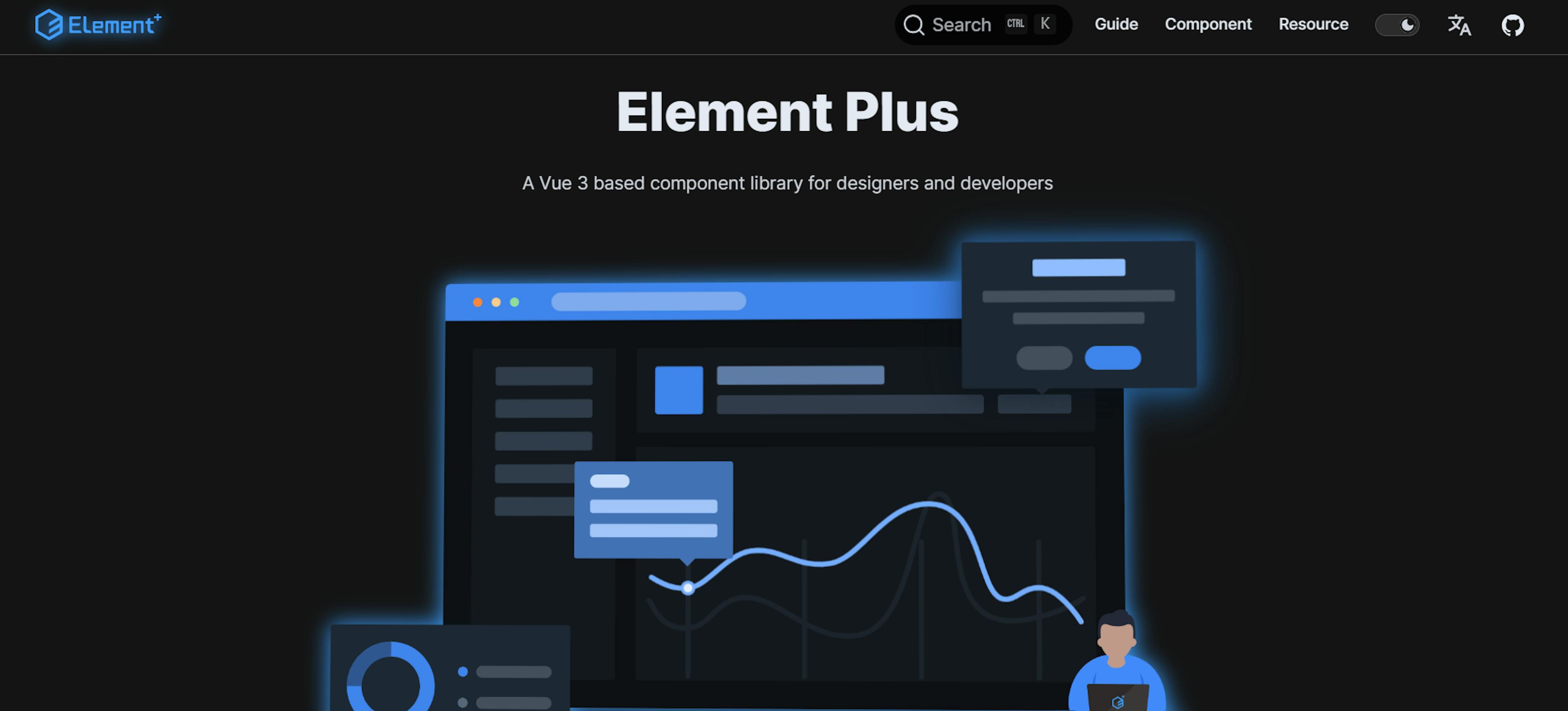 An image of the Element Plus website.