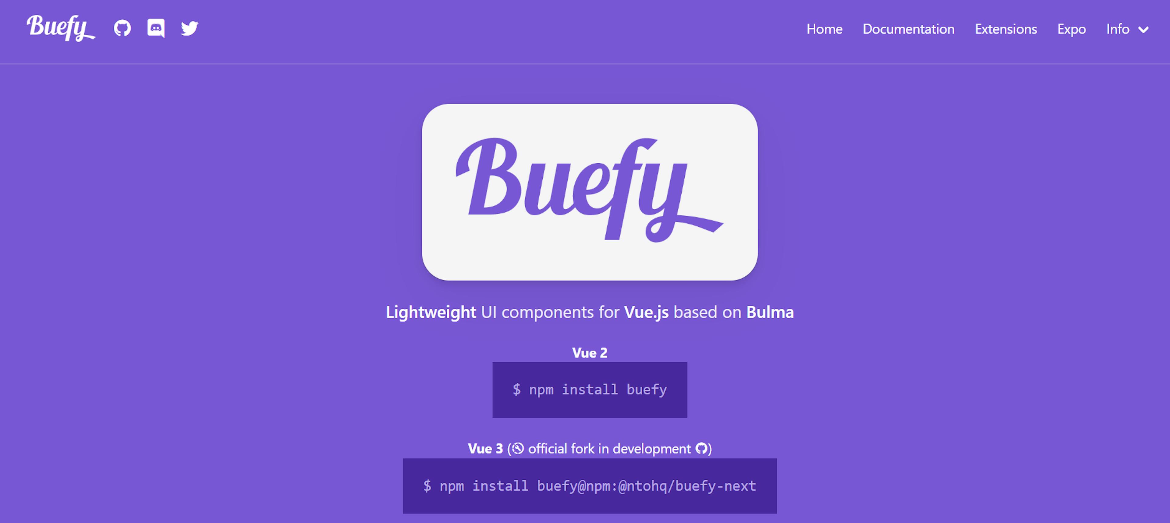 An image of the Buefy website.