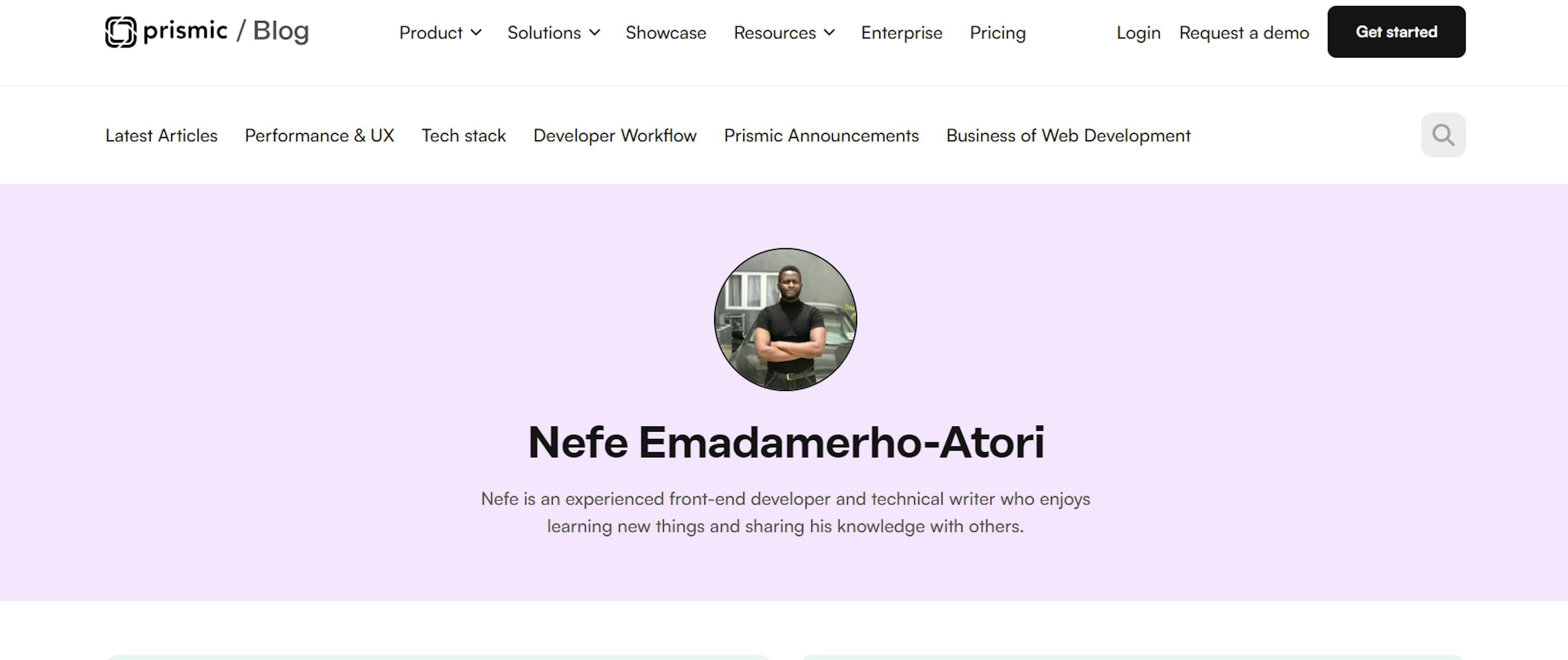 An image of blog author profile page