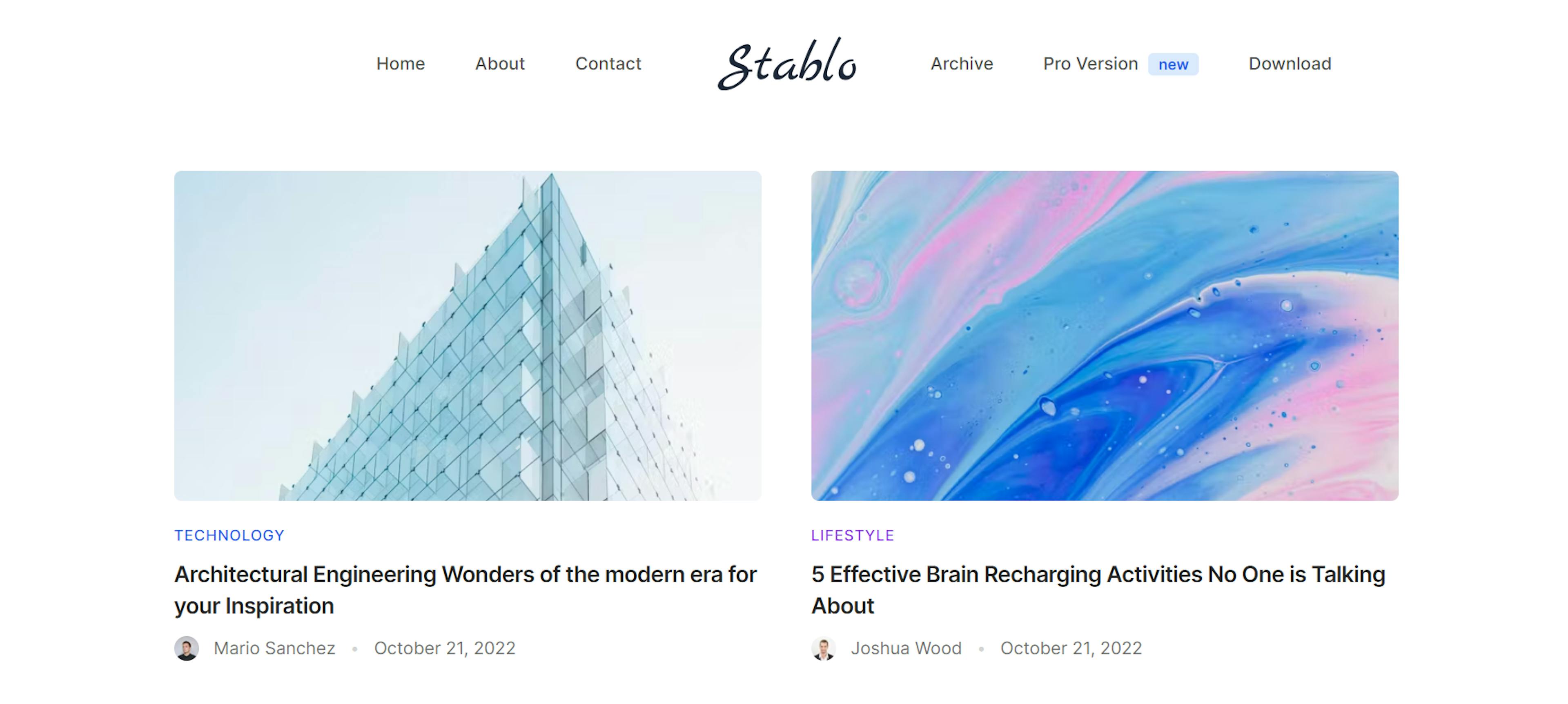 An image of Stablo blog template