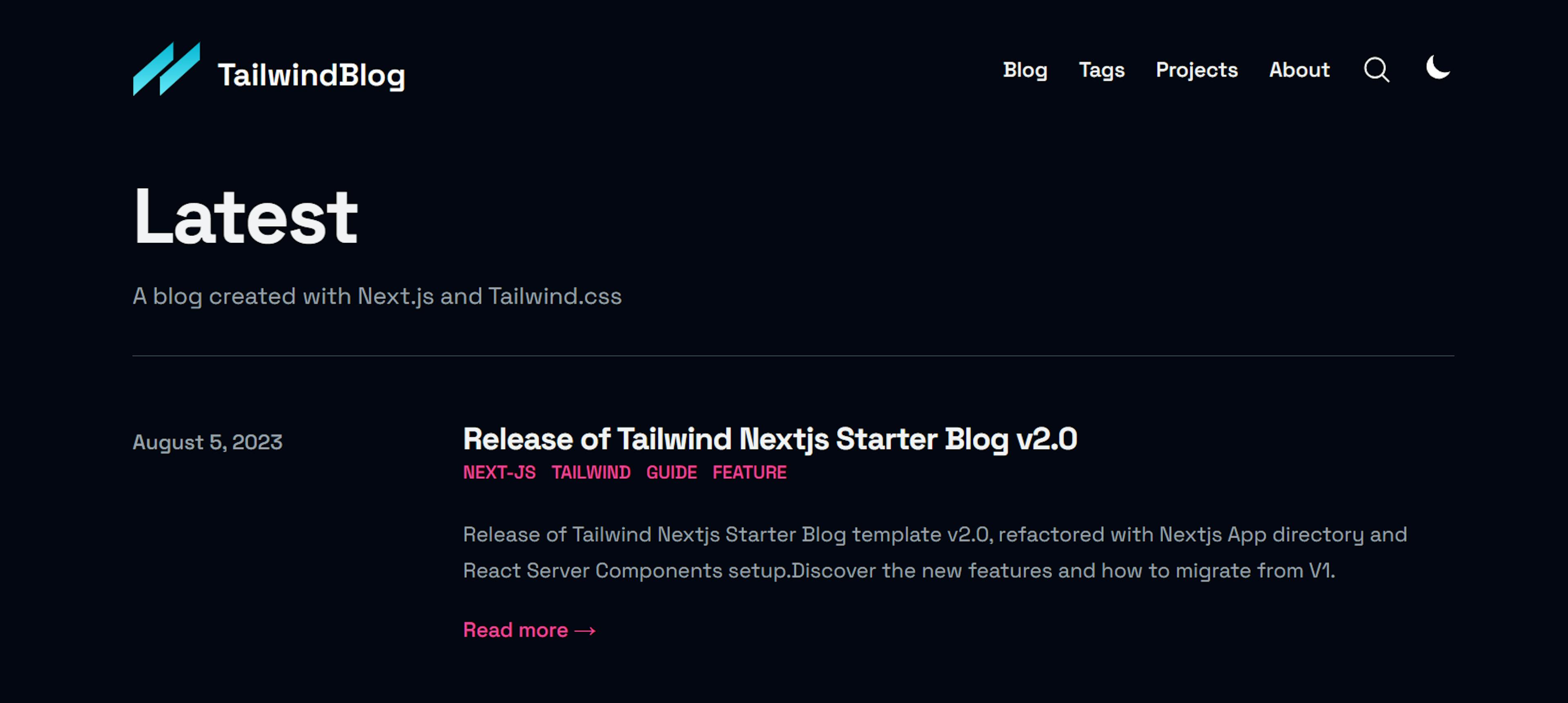 An image of Tailwind CSS template