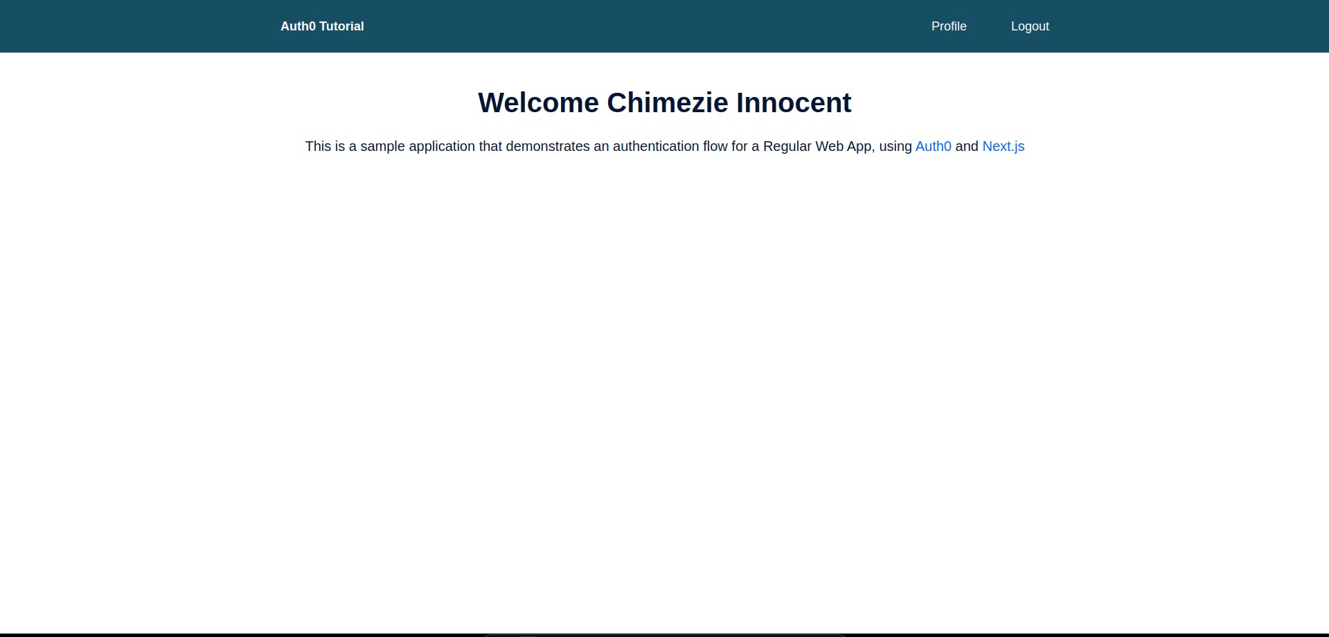 An image of welcome name screen.