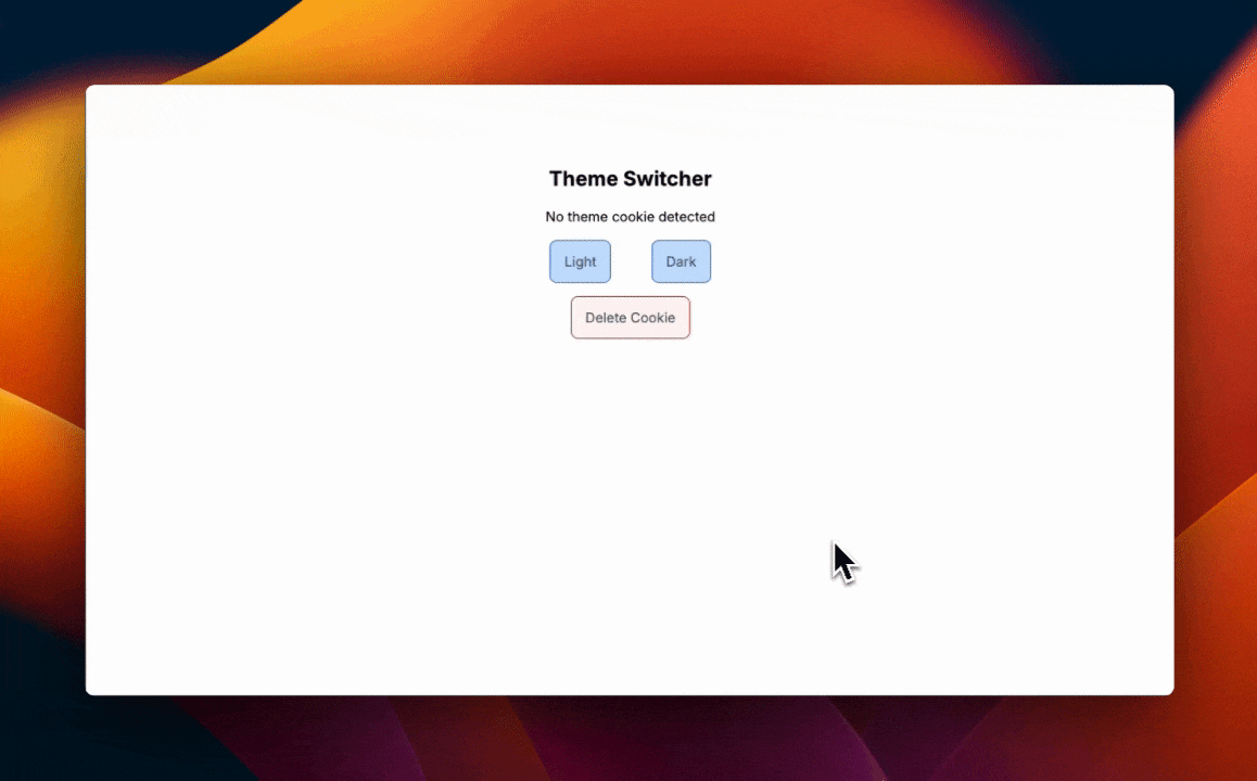 A GIF of our theme switcher project