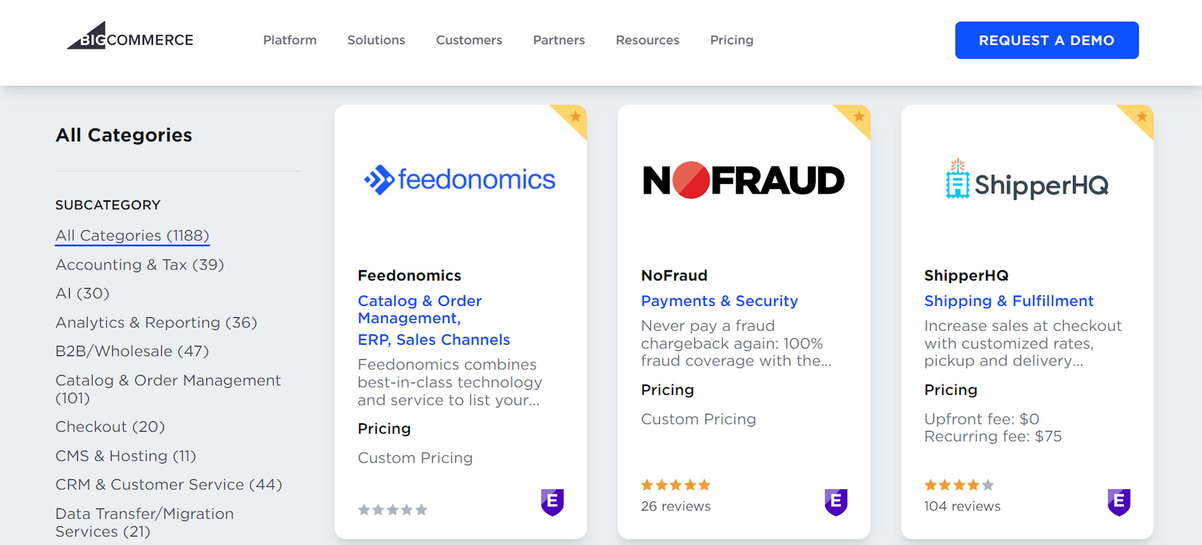 An image of BigCommerce’s app marketplace