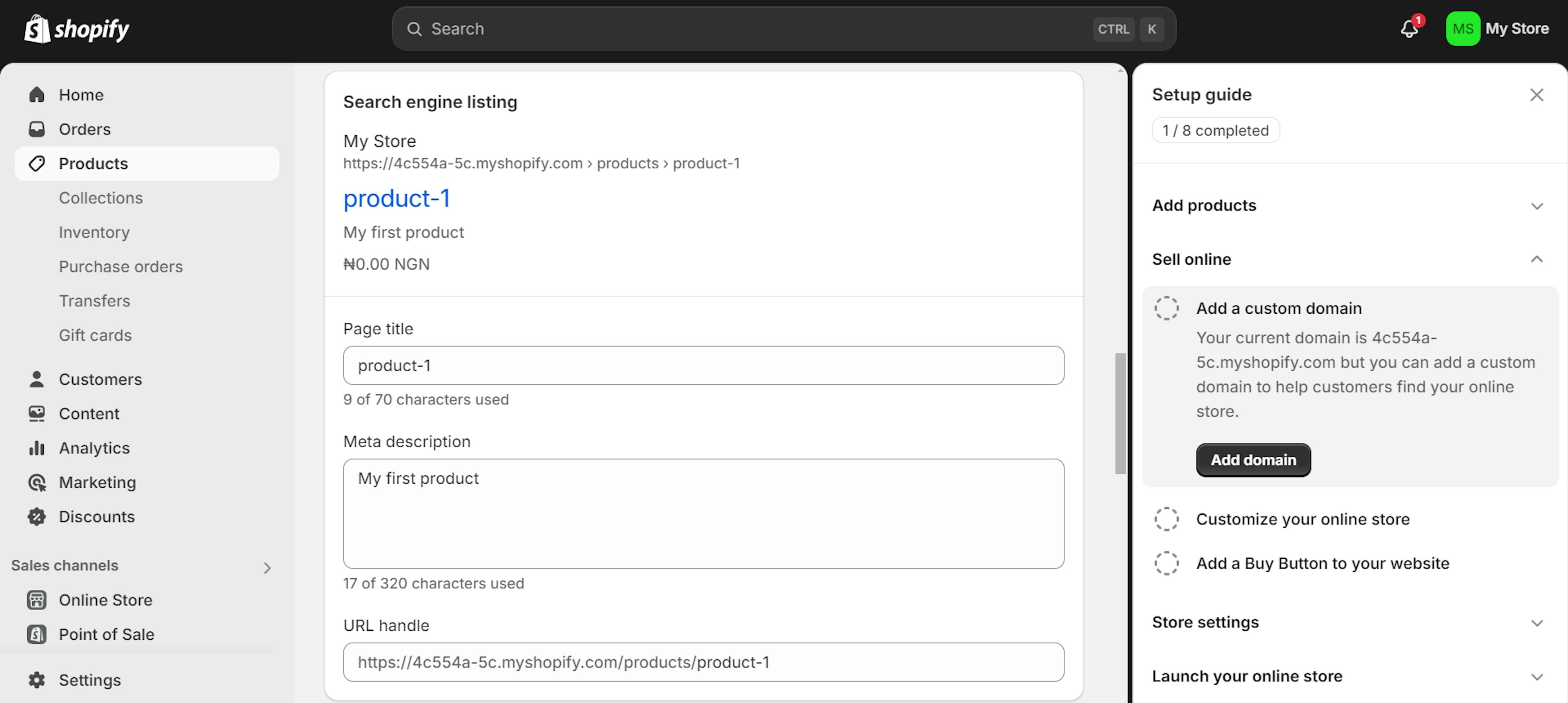 An image of Shopify dashboard