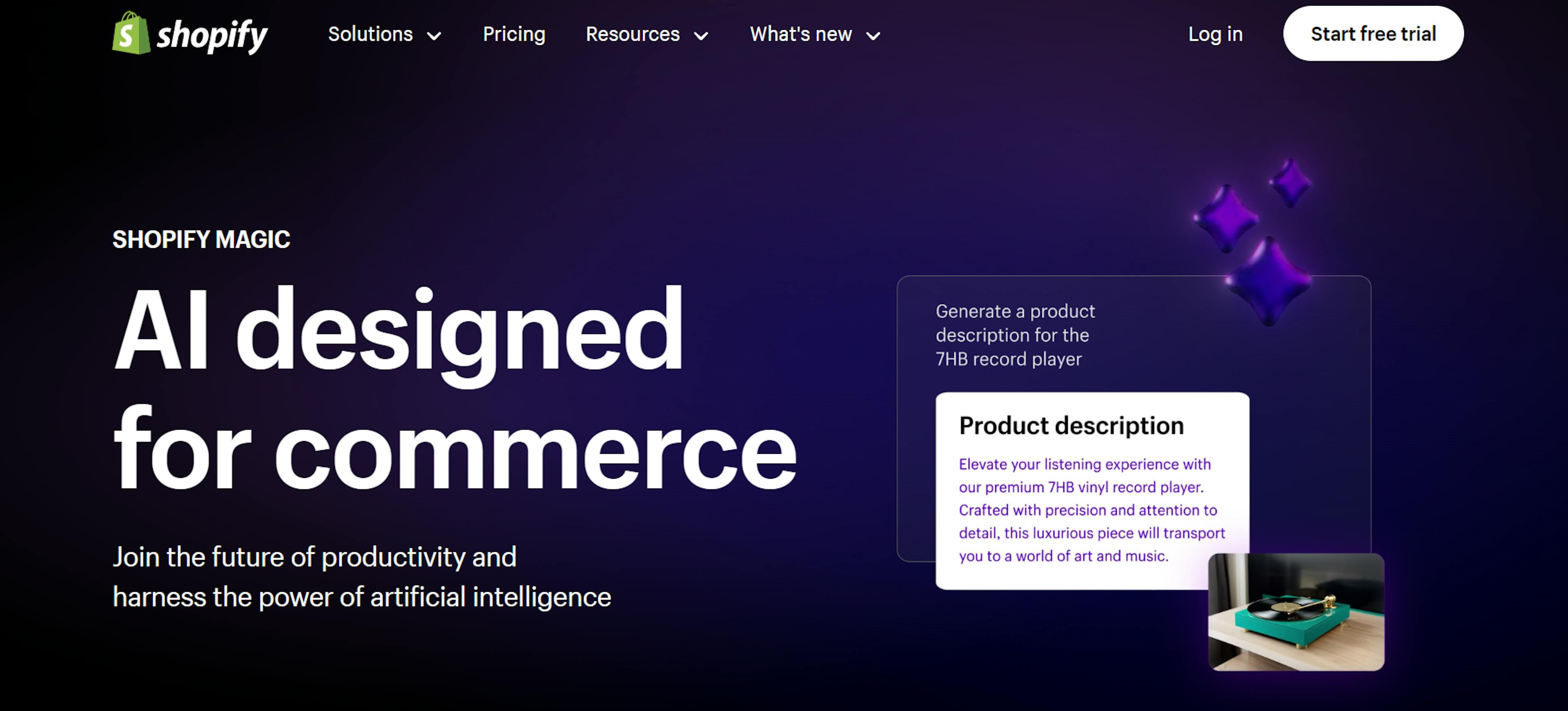 An image of Shopify Magic’s landing page