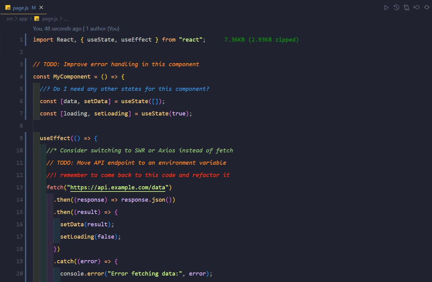 An image of better comments VSCode extension