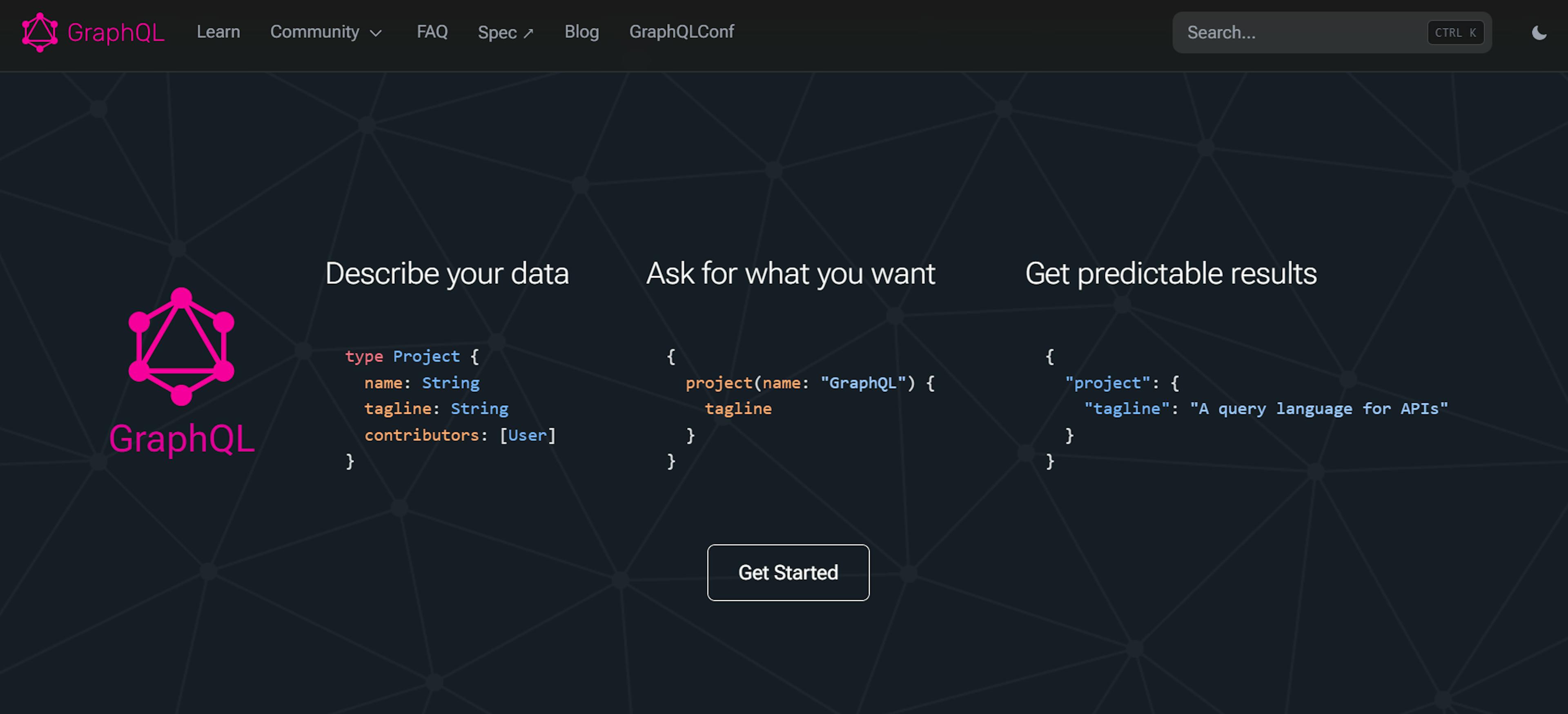 An image of GraphQL website.