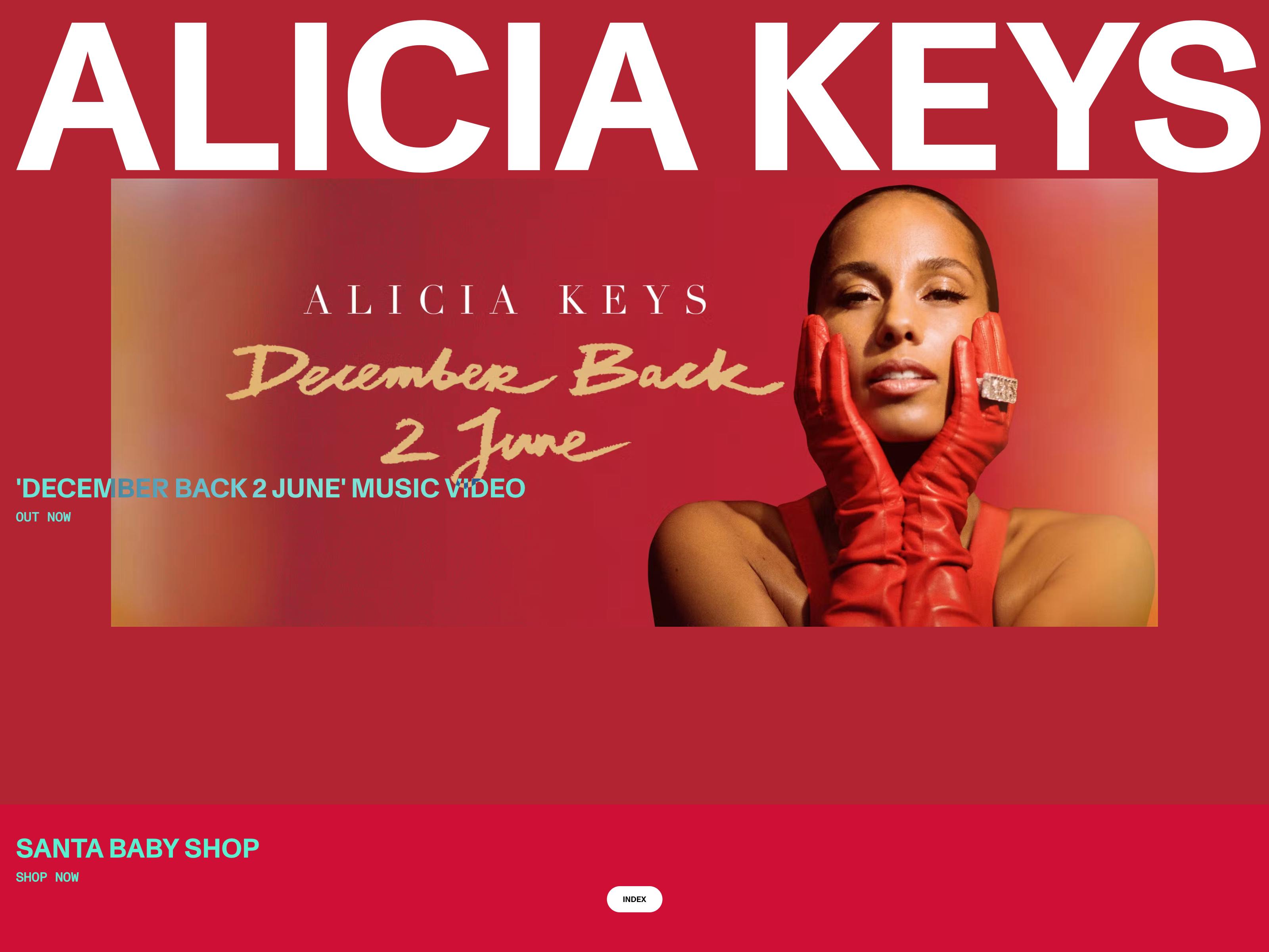 Alicia Keys website screenshot