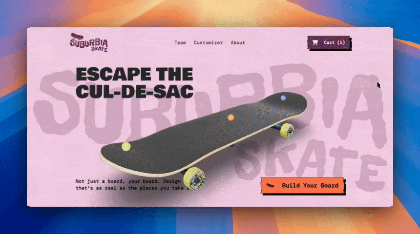 A GIF of Suburbia website