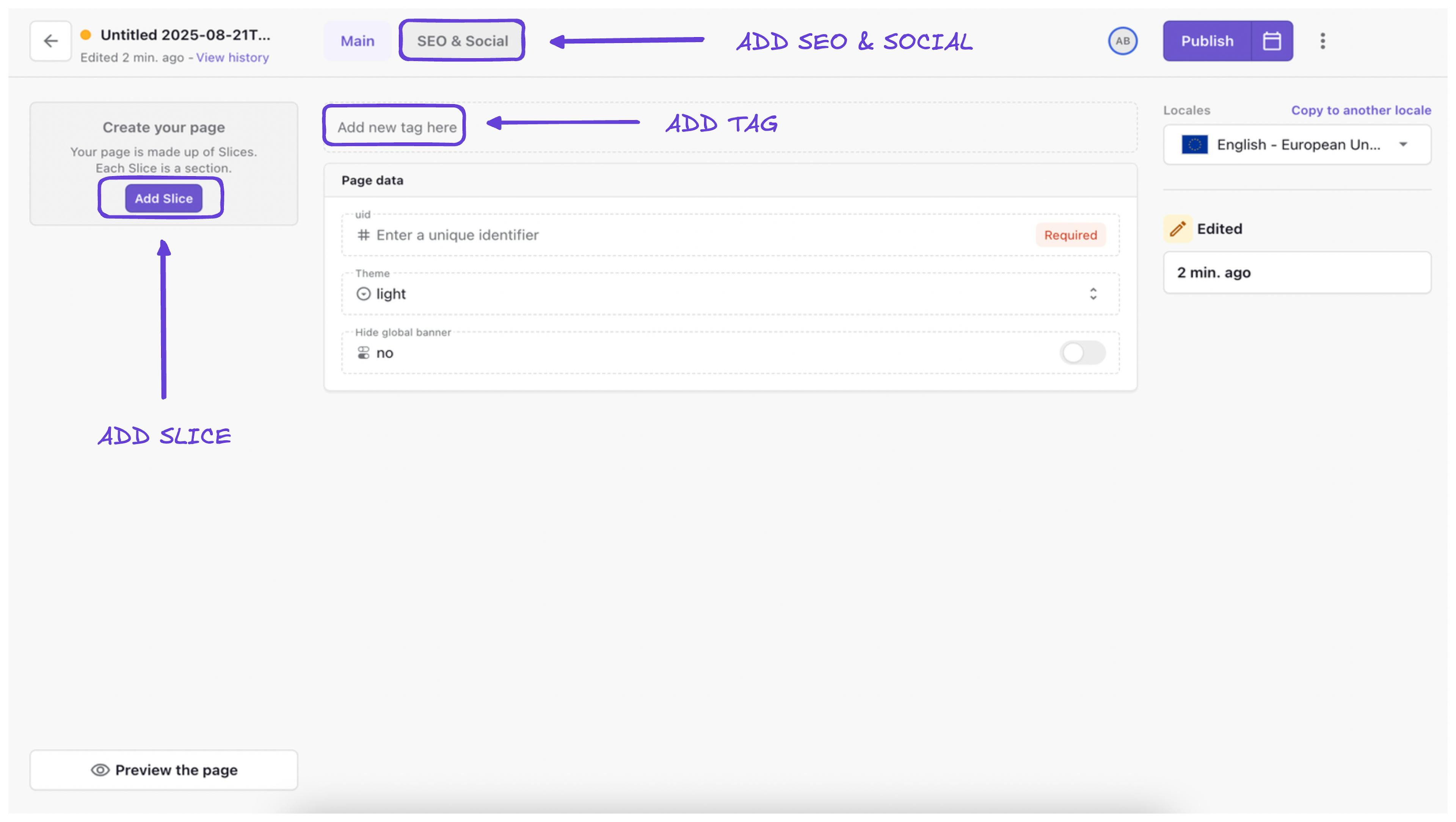 An image of the Page Builder overview