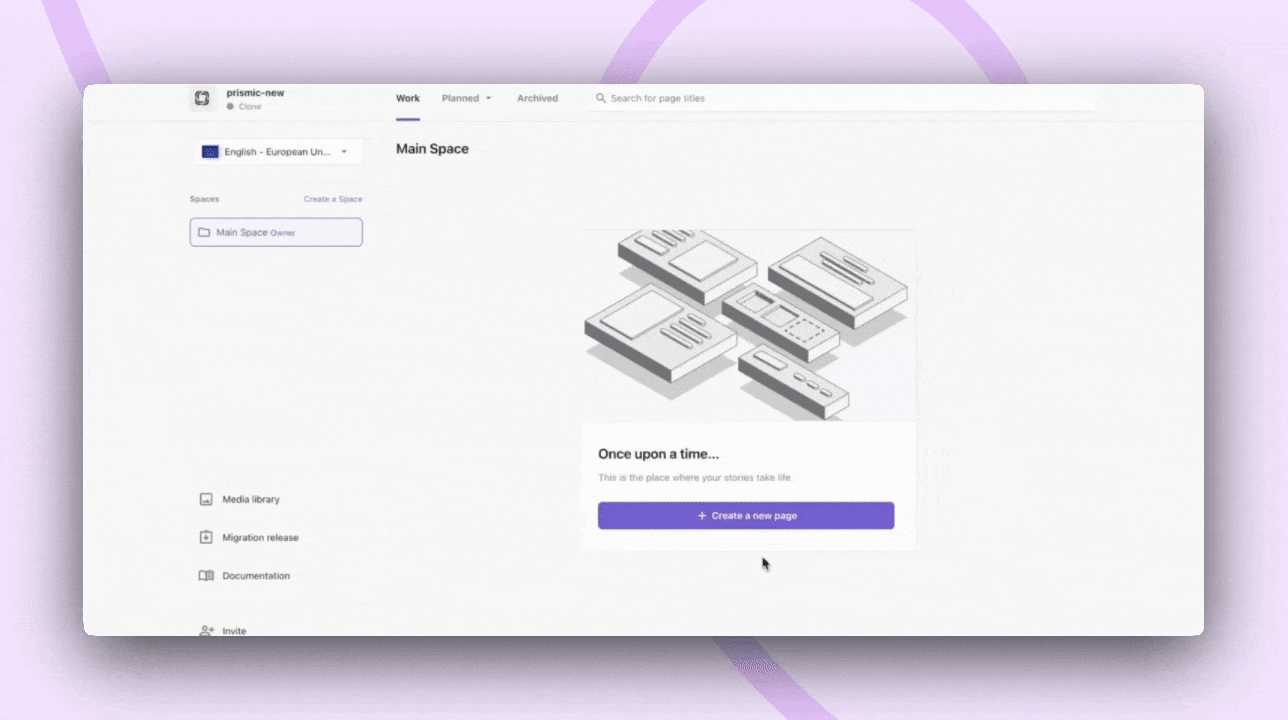 Gif of creating a page in the Page Builder
