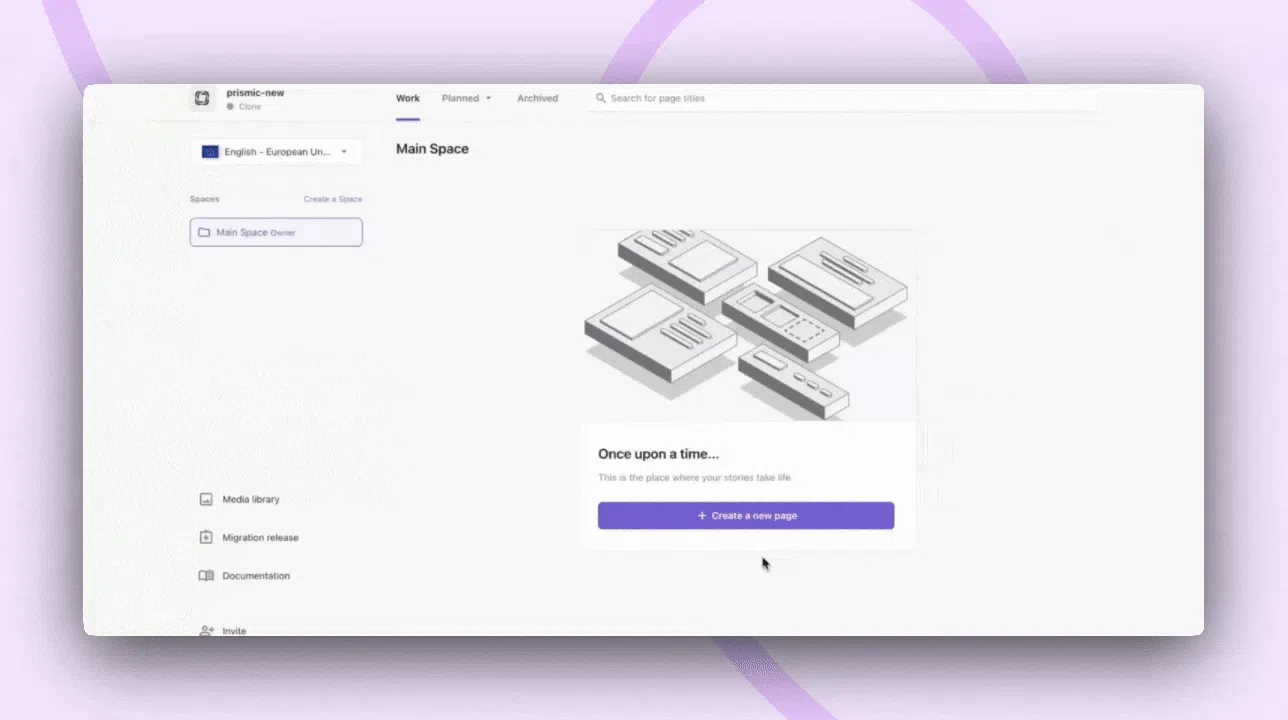Gif of creating a page in the Page Builder