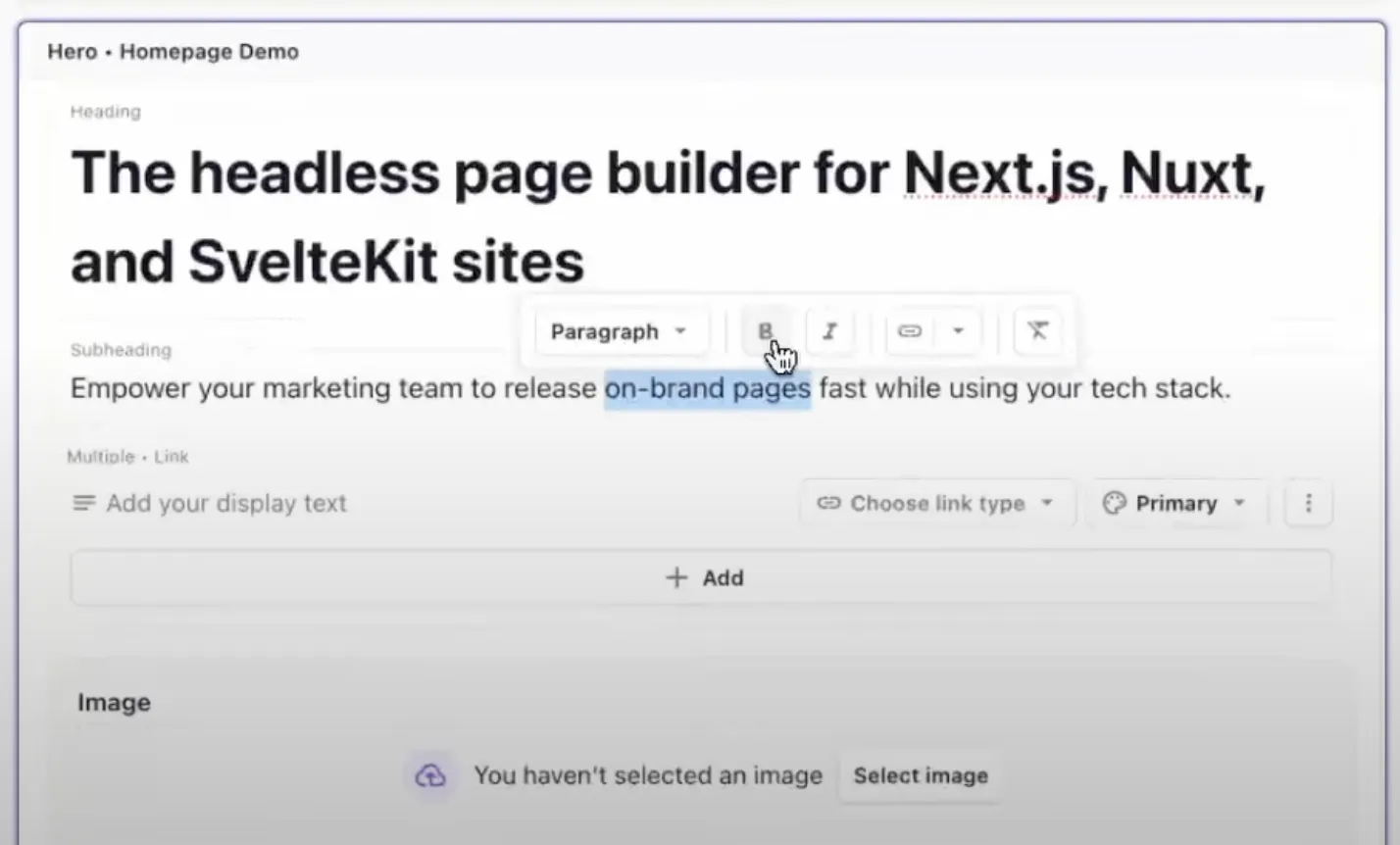 An image of adding a label in the Page Builder