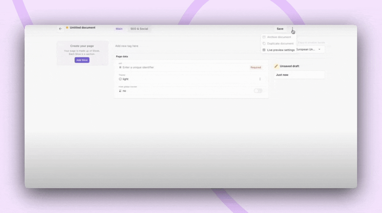 A GIF showing how to set up Live Preview