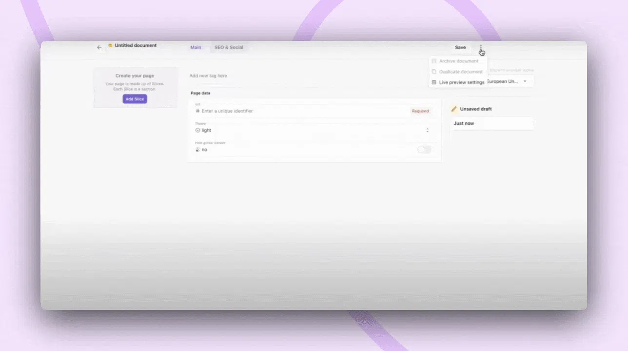 A GIF showing how to set up Live Preview