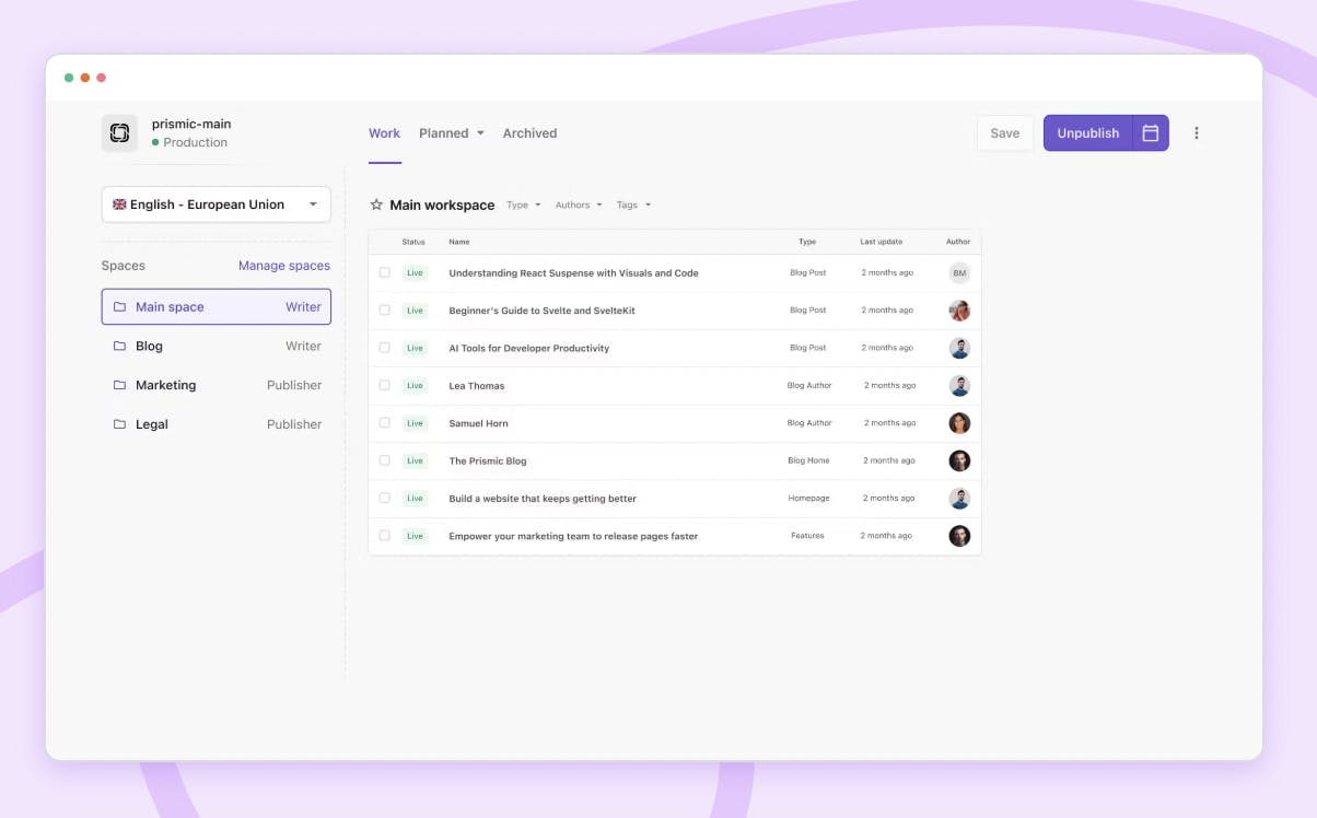 An image of custom roles in the Page Builder