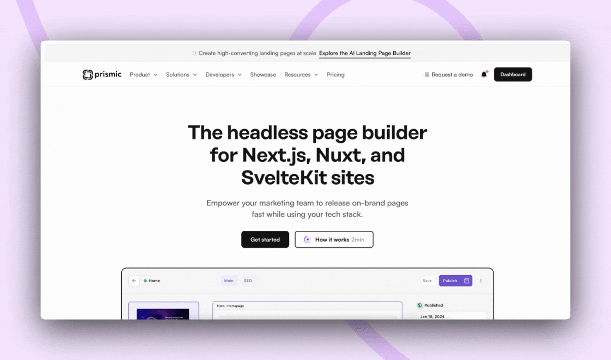 Prismic hero section