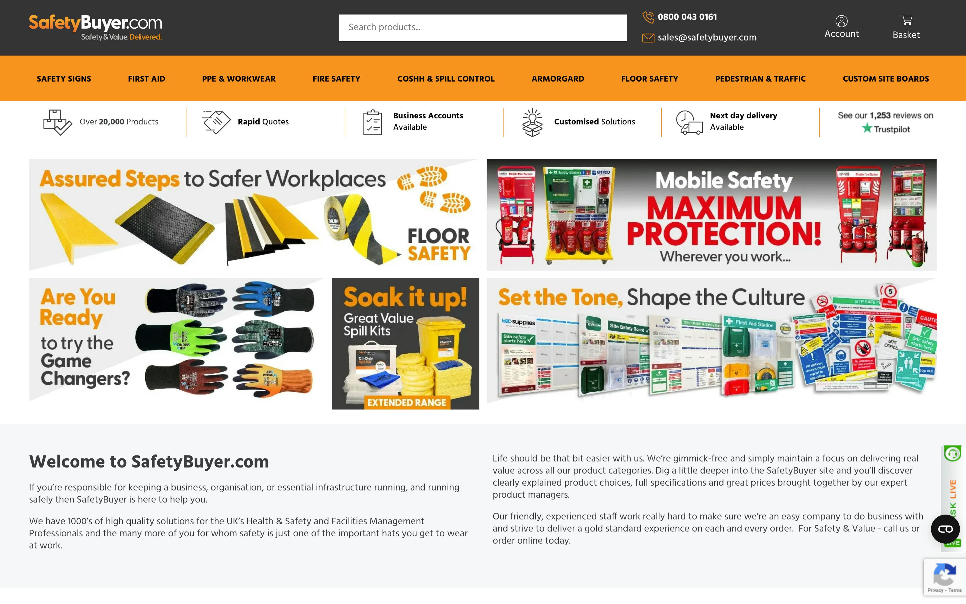 Screenshot of the new SafetyBuyer homepage.