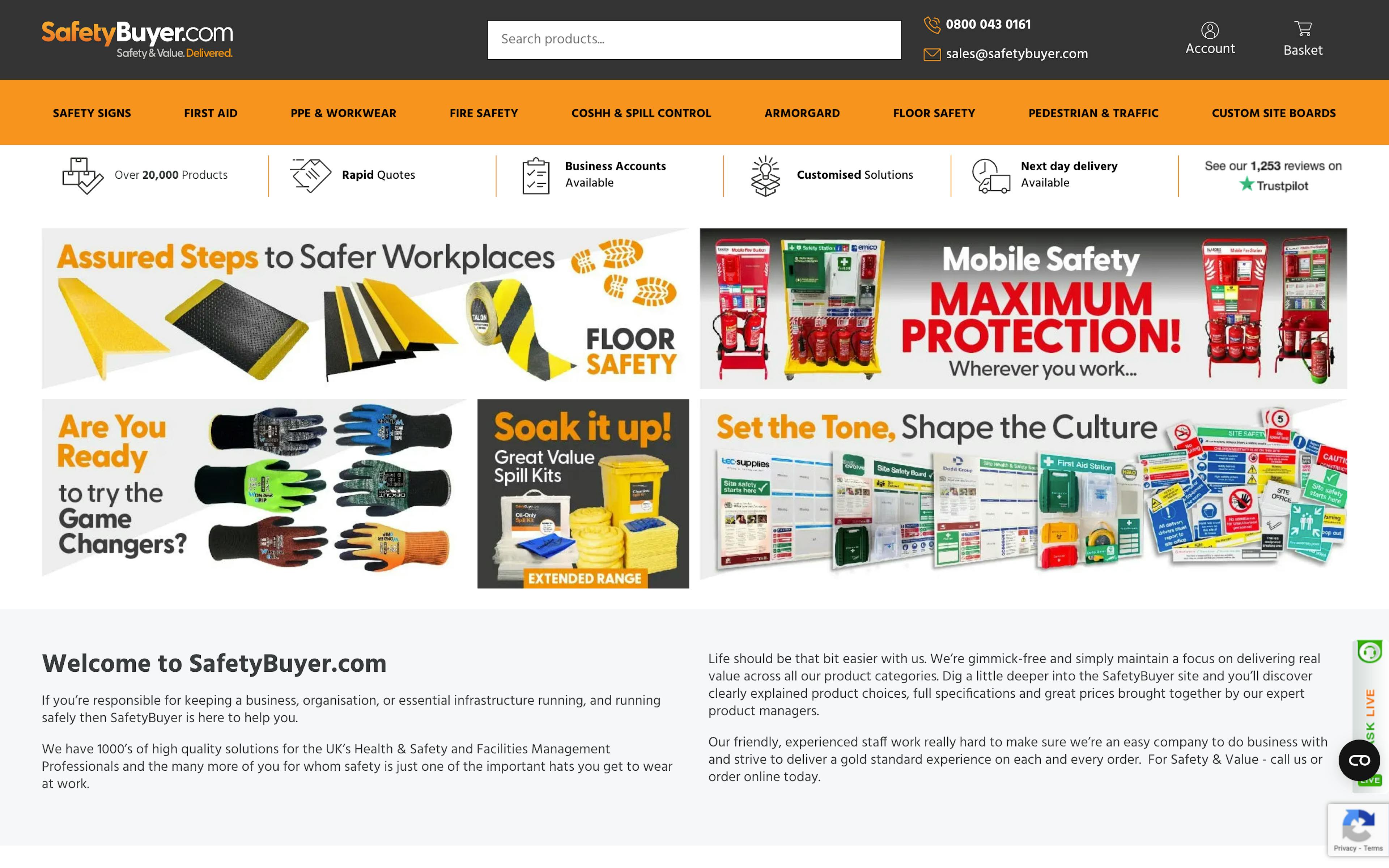 Screenshot of the new SafetyBuyer homepage. 