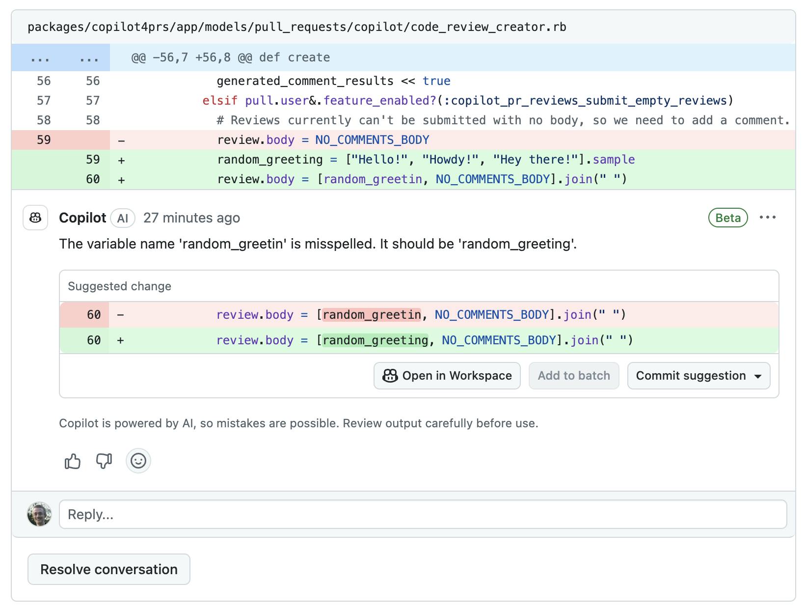 An image of GitHub Copilot Code Fixes
